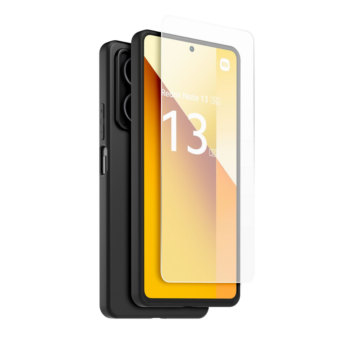 XIAOMI Coque arrière semi-rigide & Protège-écran en verre trempé pour Redmi Note 13 5G