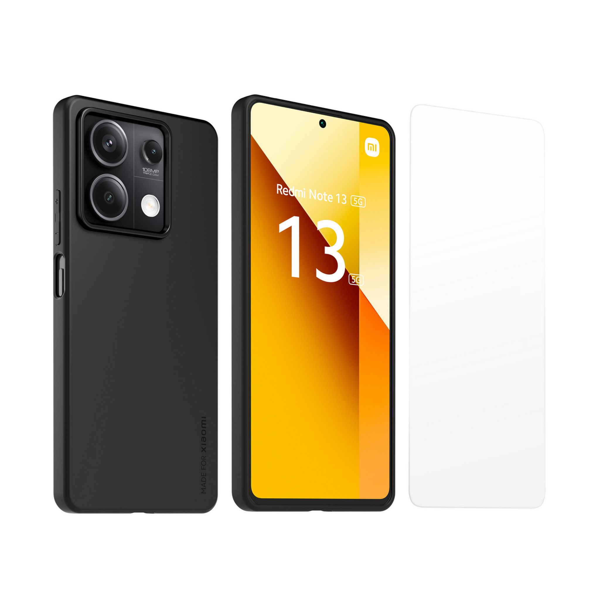 Voir la diapositive 4 : XIAOMI Coque arrière semi-rigide & Protège-écran en verre trempé pour Redmi Note 13 5G