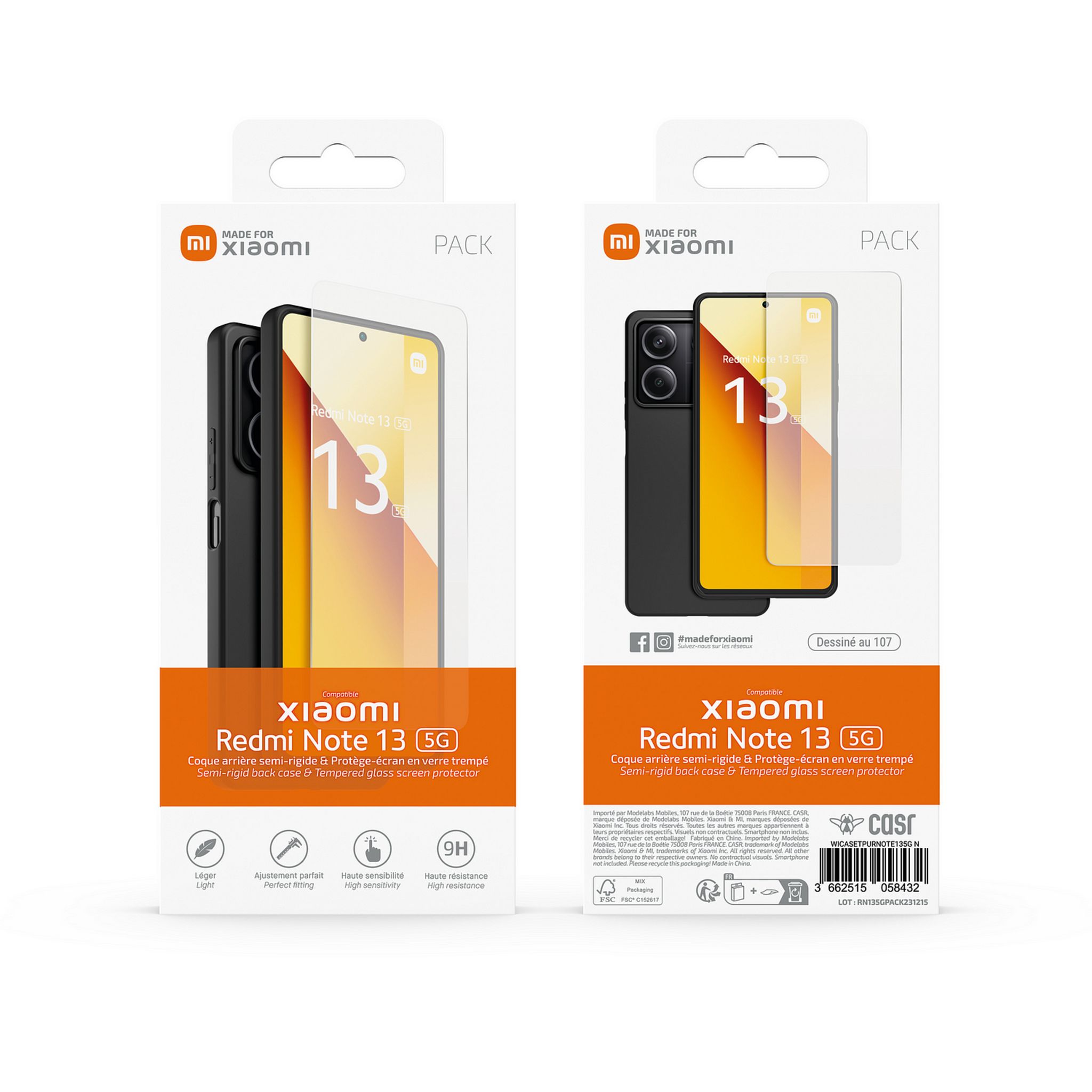 Voir la diapositive 9 : XIAOMI Coque arrière semi-rigide & Protège-écran en verre trempé pour Redmi Note 13 5G