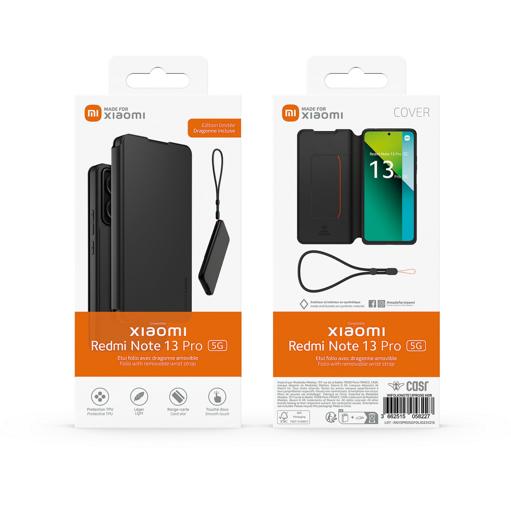 Voir la diapositive 7 : XIAOMI Etui folio avec dragonne amovible pour Redmi Note 13 Pro 5G