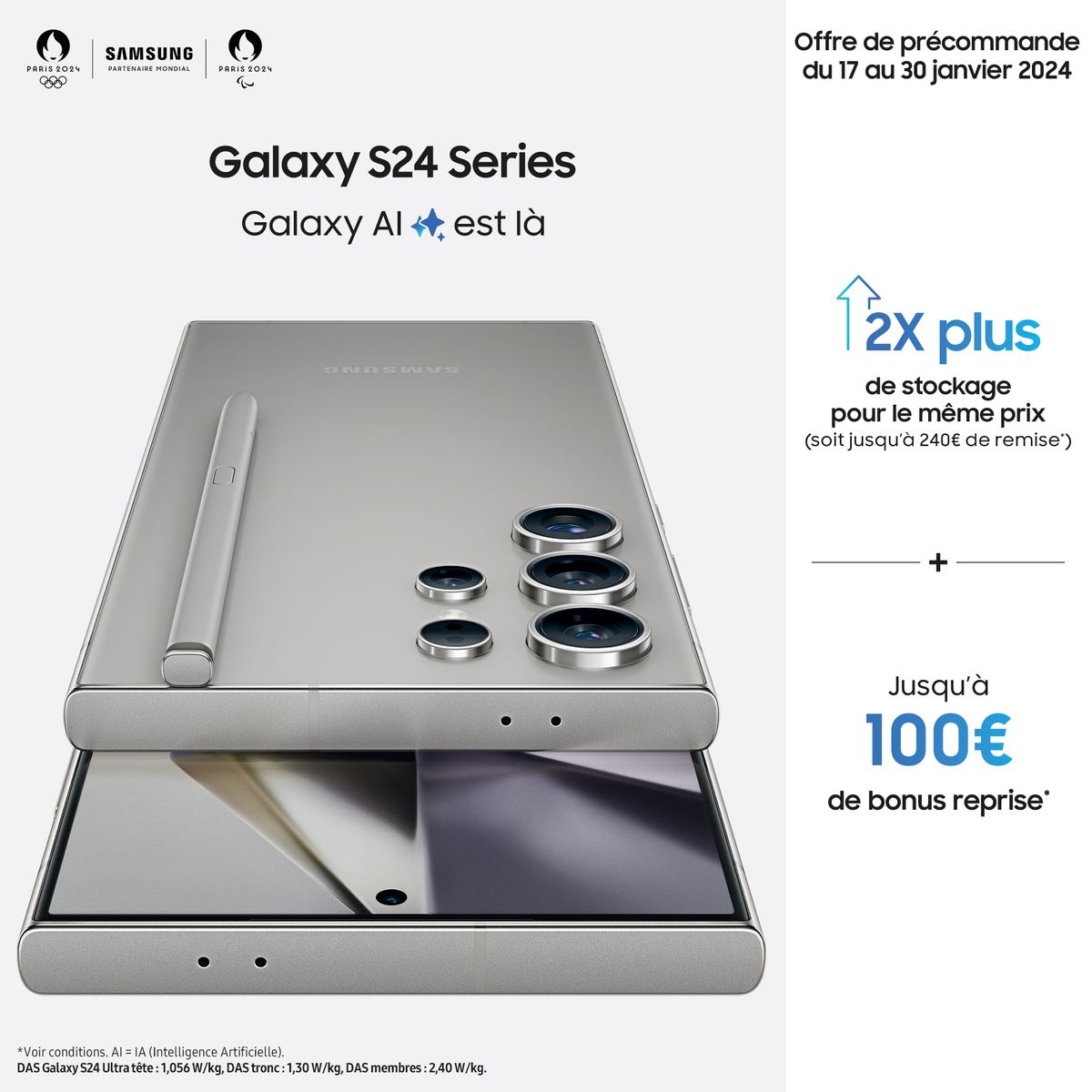 SAMSUNG Galaxy S24 5G Smartphone avec Galaxy AI 128Go - Argent