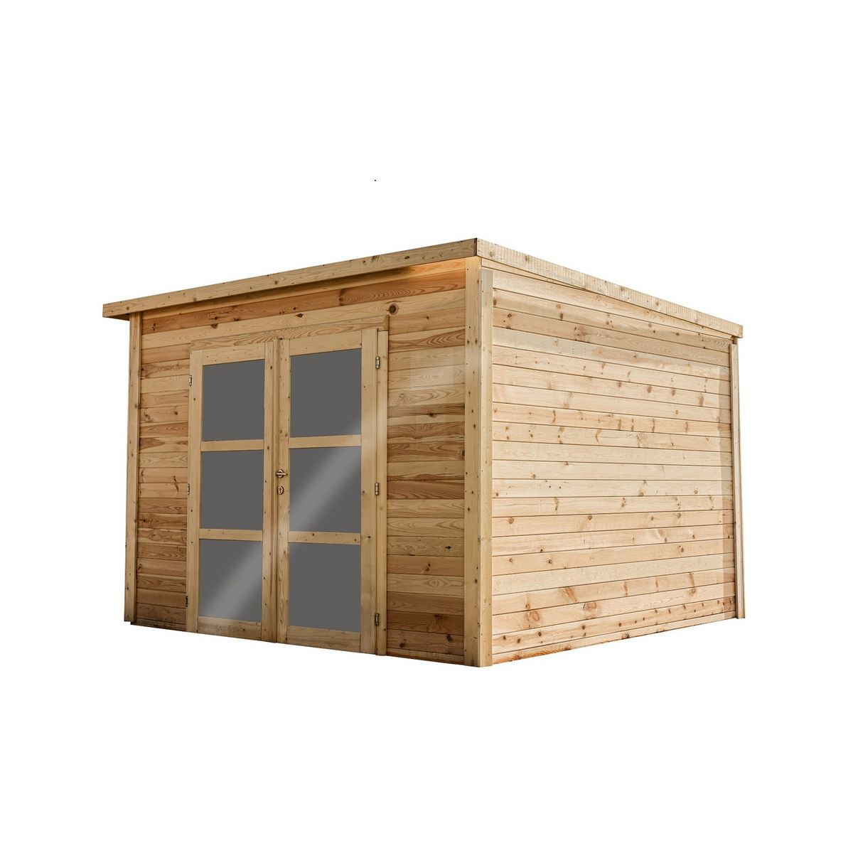 HABRITA Abri Madriers bois massif toit mono pente / 42 mm / surface extérieure : 10,36 m2