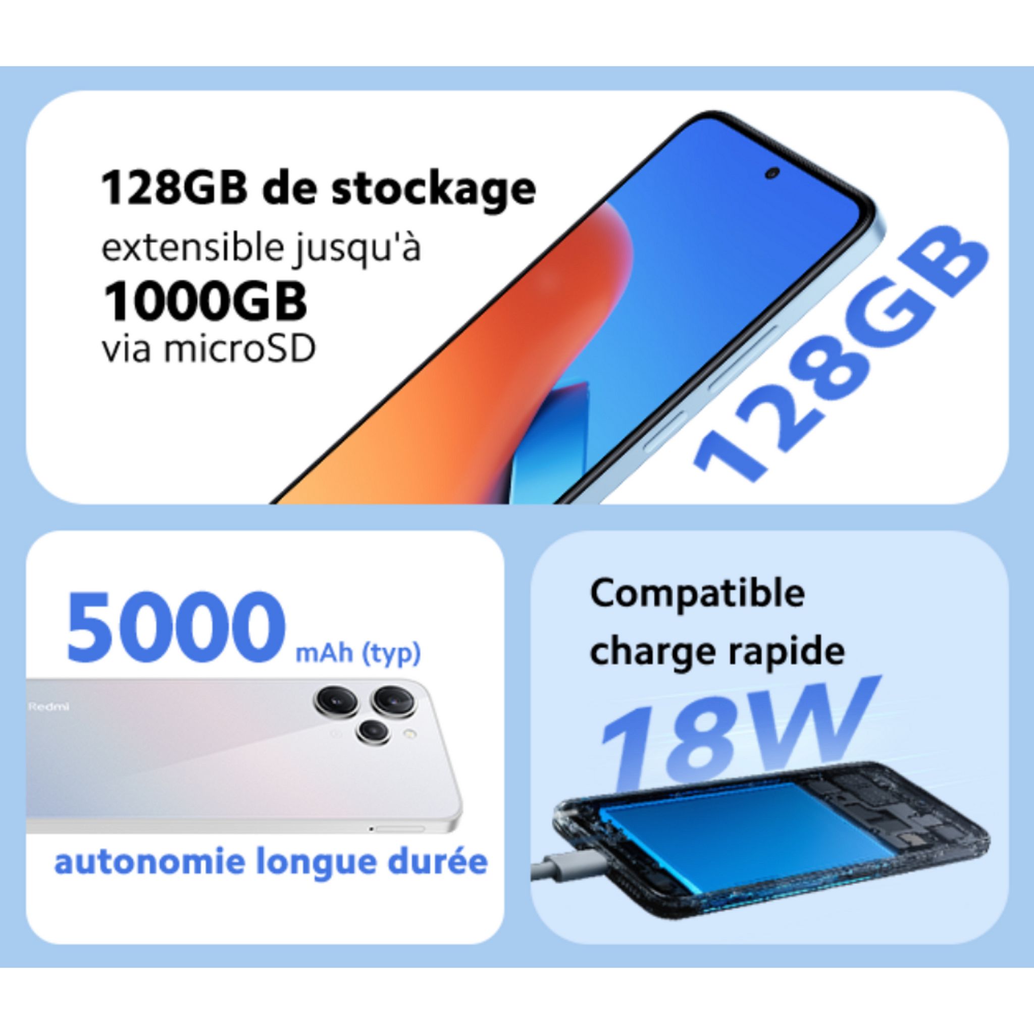 Voir la diapositive 8 : XIAOMI REDMI 12 4G 256 GO - Bleu