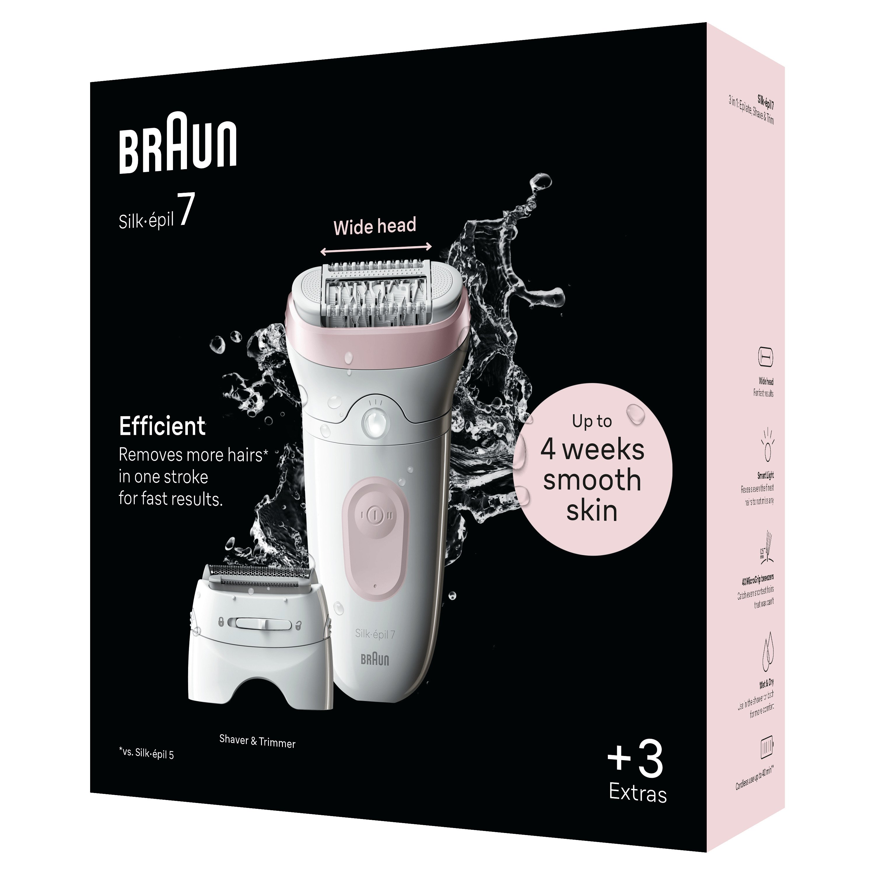 Voir la diapositive 5 : BRAUN Épilateur silk épil 7-030 - Blanc et rose