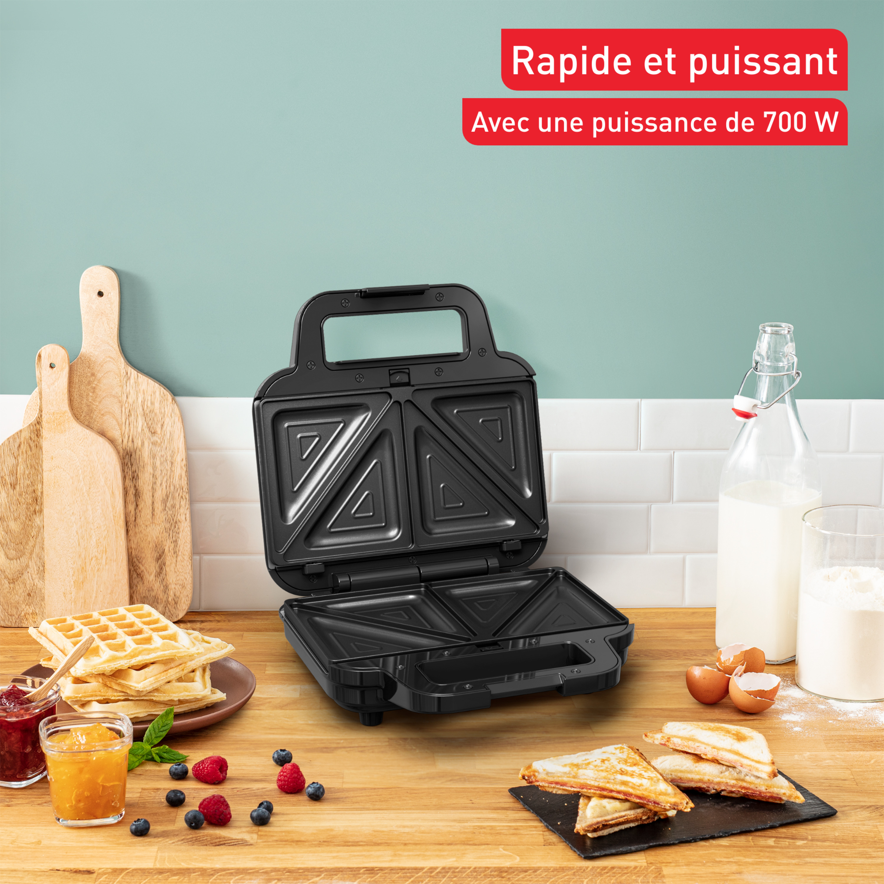Voir la diapositive 6 : TEFAL Appareil à croque 3 en 1 SW383D10 - Noir