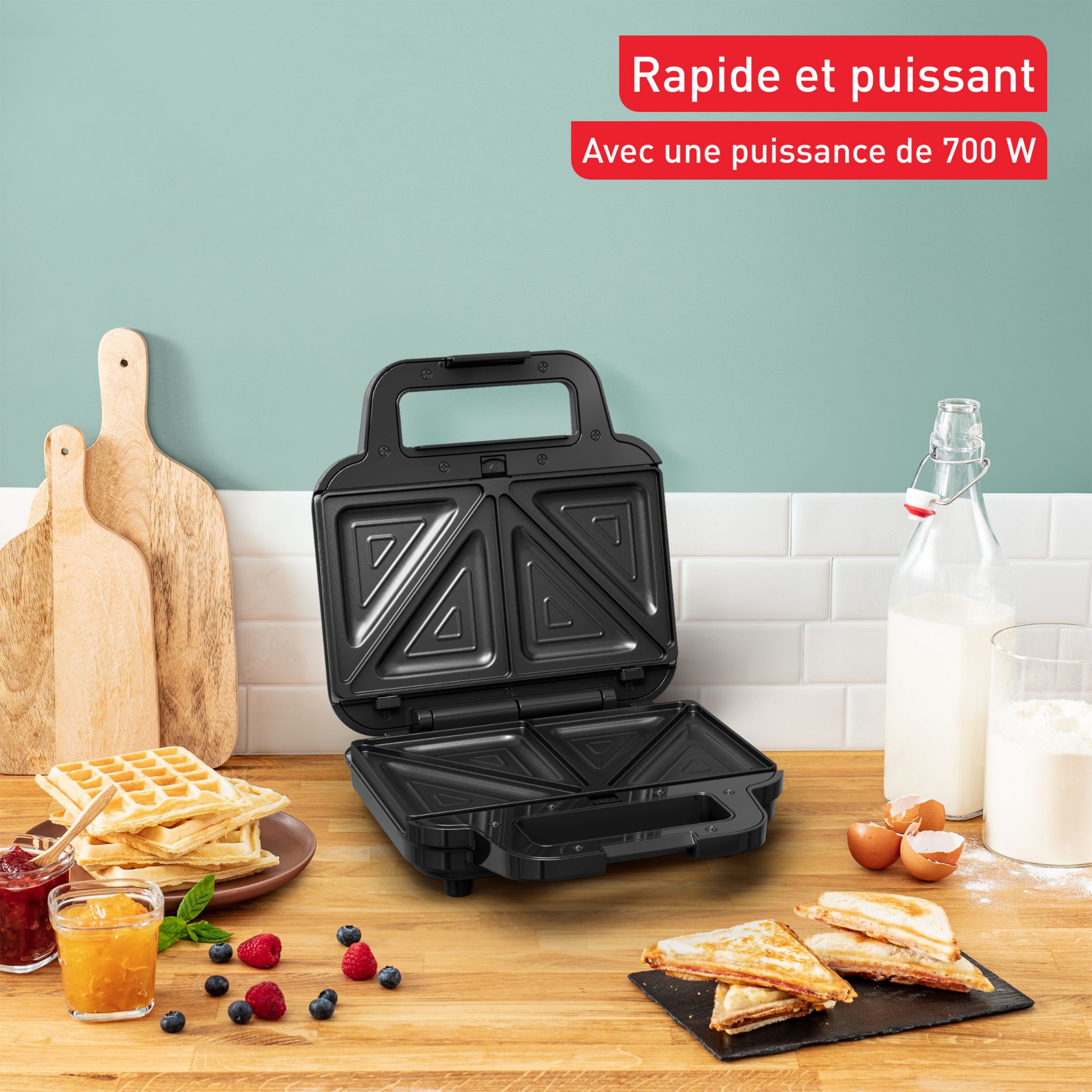 Voir la diapositive 6 : TEFAL Appareil à croque 3 en 1 SW383D10 - Noir