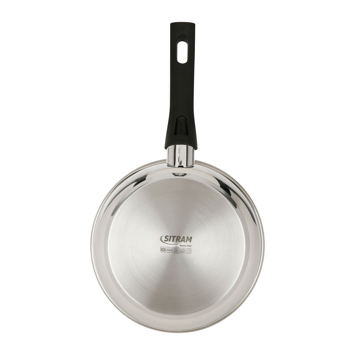 SITRAM Poêle inox brillant 20cm tous feux dont induction poignée fixe TRES CHIC