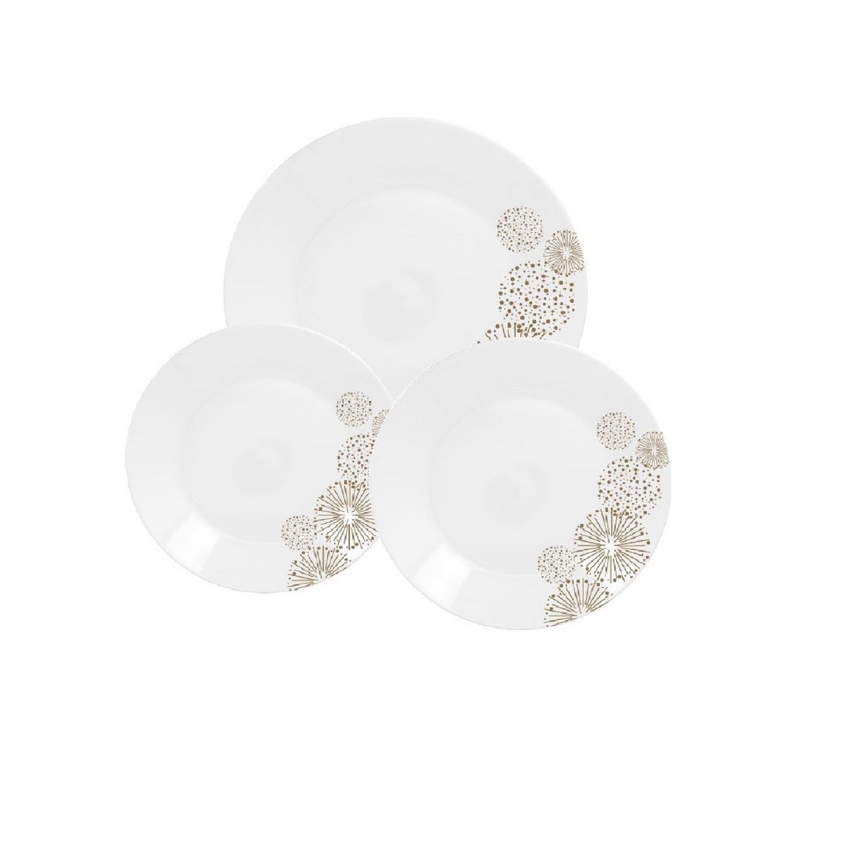 Service d'assiettes 18 pièces en porcelaine motifs or FEUX ART