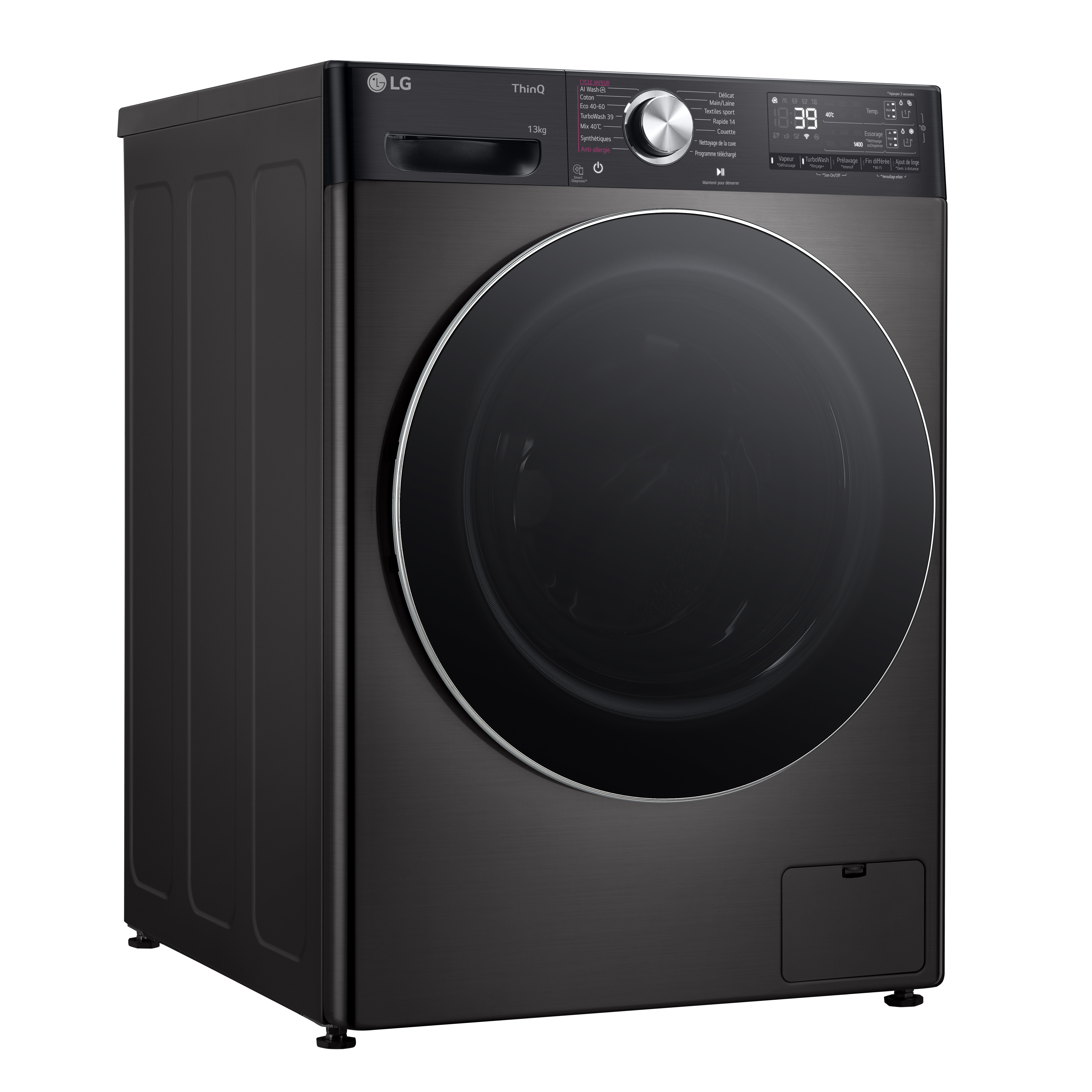Voir la diapositive 2 : LG Lave linge hublot à induction F34R92BSTA, 13 kg, 1400 T/min, A