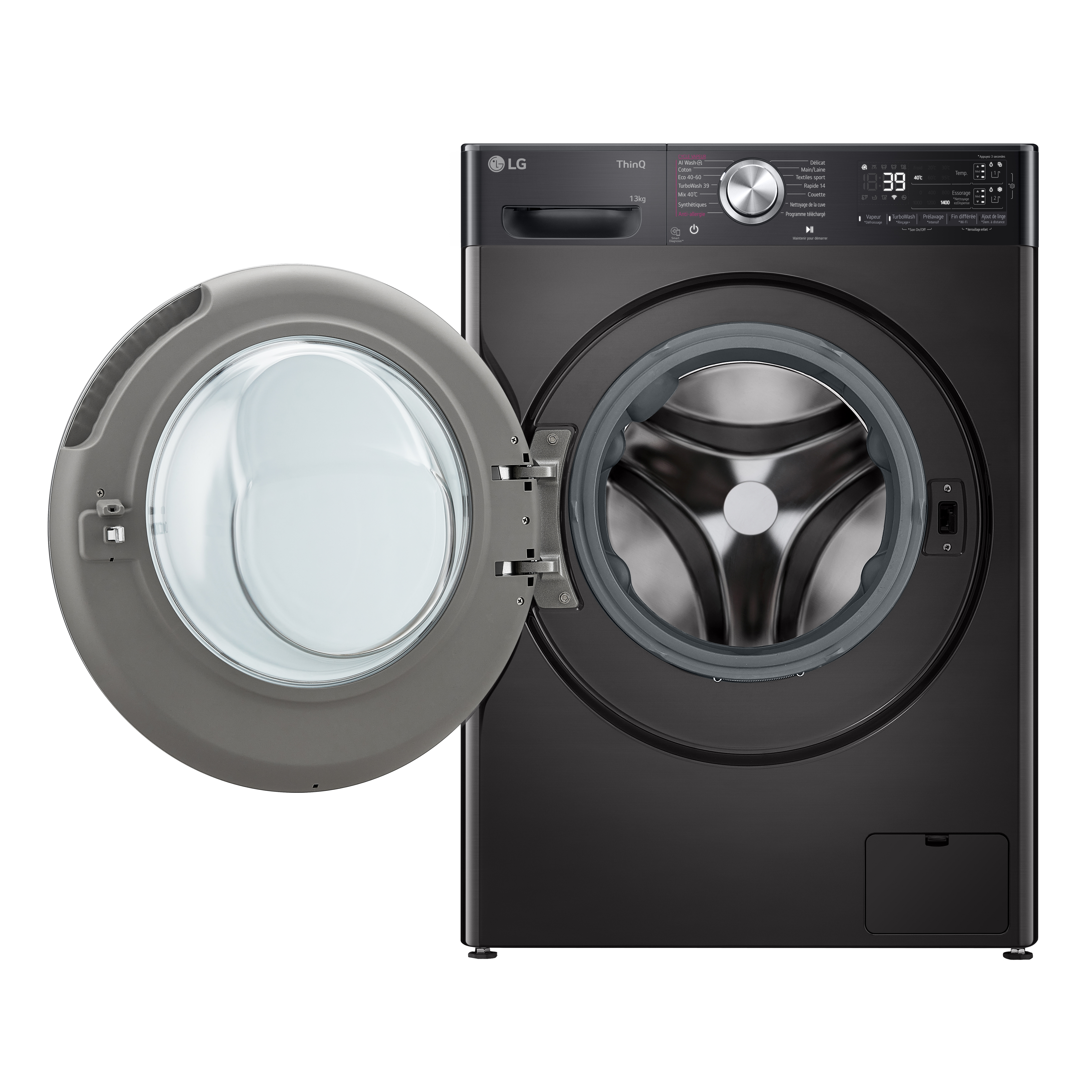 Voir la diapositive 3 : LG Lave linge hublot à induction F34R92BSTA, 13 kg, 1400 T/min, A