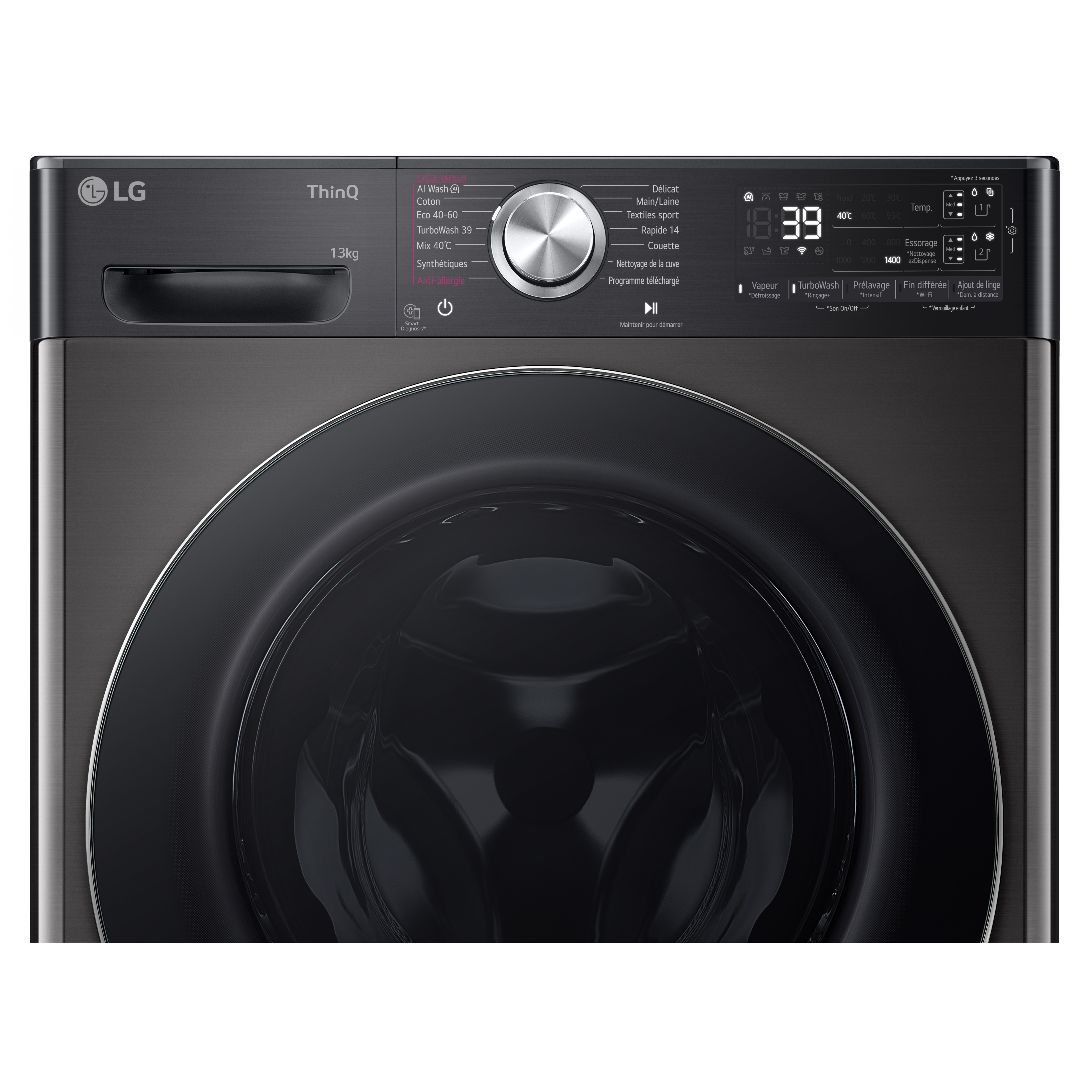 Voir la diapositive 4 : LG Lave linge hublot à induction F34R92BSTA, 13 kg, 1400 T/min, A