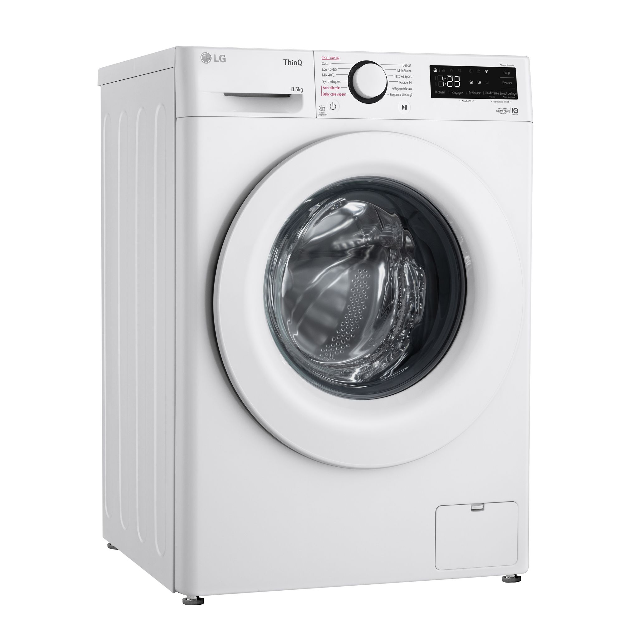 Voir la diapositive 2 : LG Lave linge hublot à induction F82AV33WHS, 8.5 kg, 1200 T/min, A