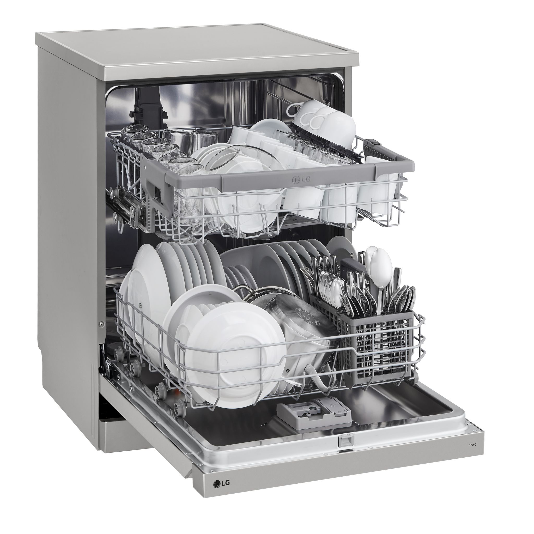 Voir la diapositive 3 : LG Lave vaisselle pose libre DF242FPS, 14 couverts, 60 cm, 46 dB, D