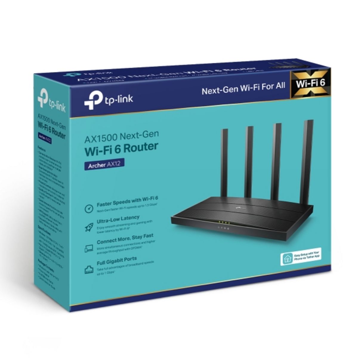 TP-LINK Routeur Wi-Fi 6 AX1500 Archer AX12 - Noir