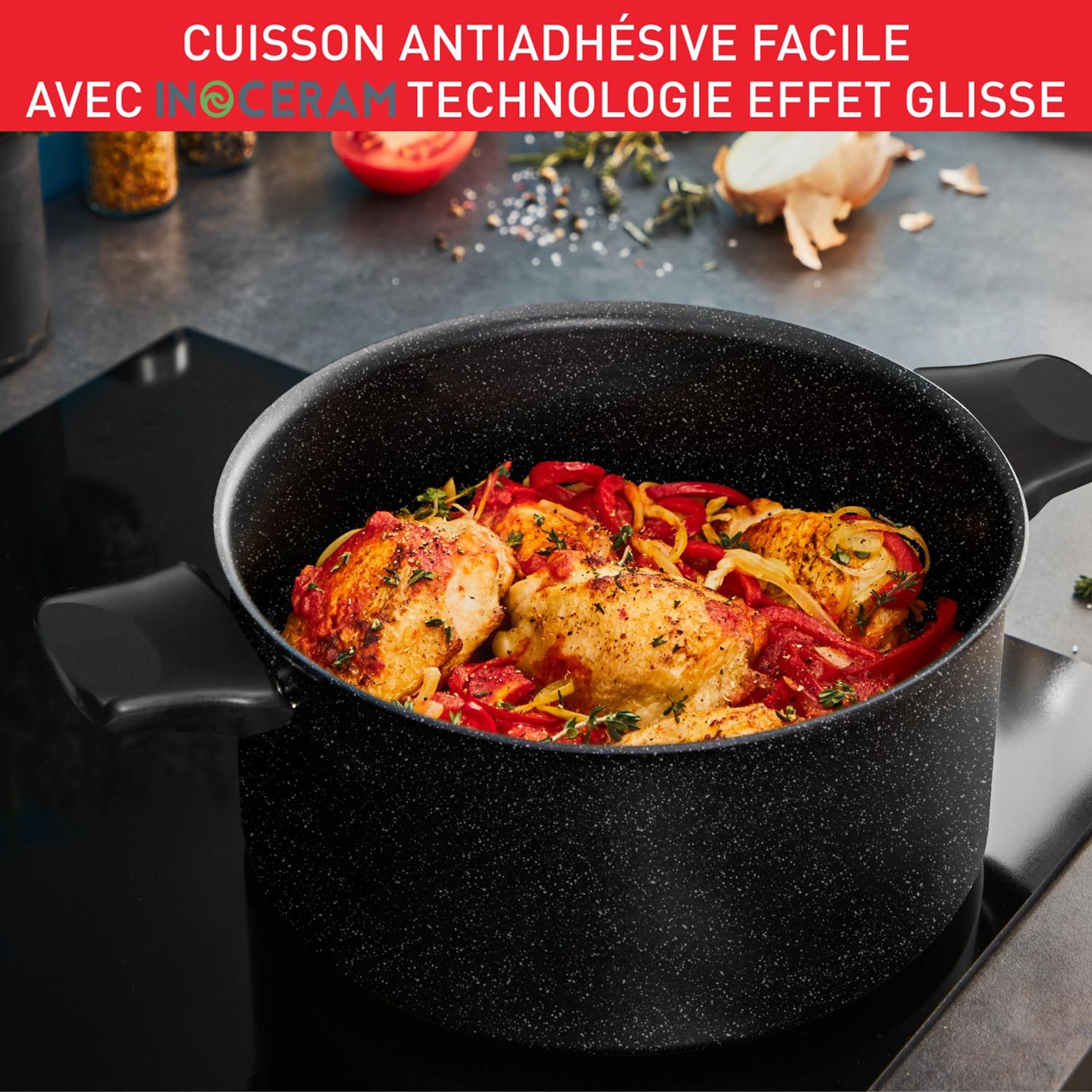 Voir la diapositive 3 : TEFAL Faitout 24 cm céramique tous feux dont induction INTENS