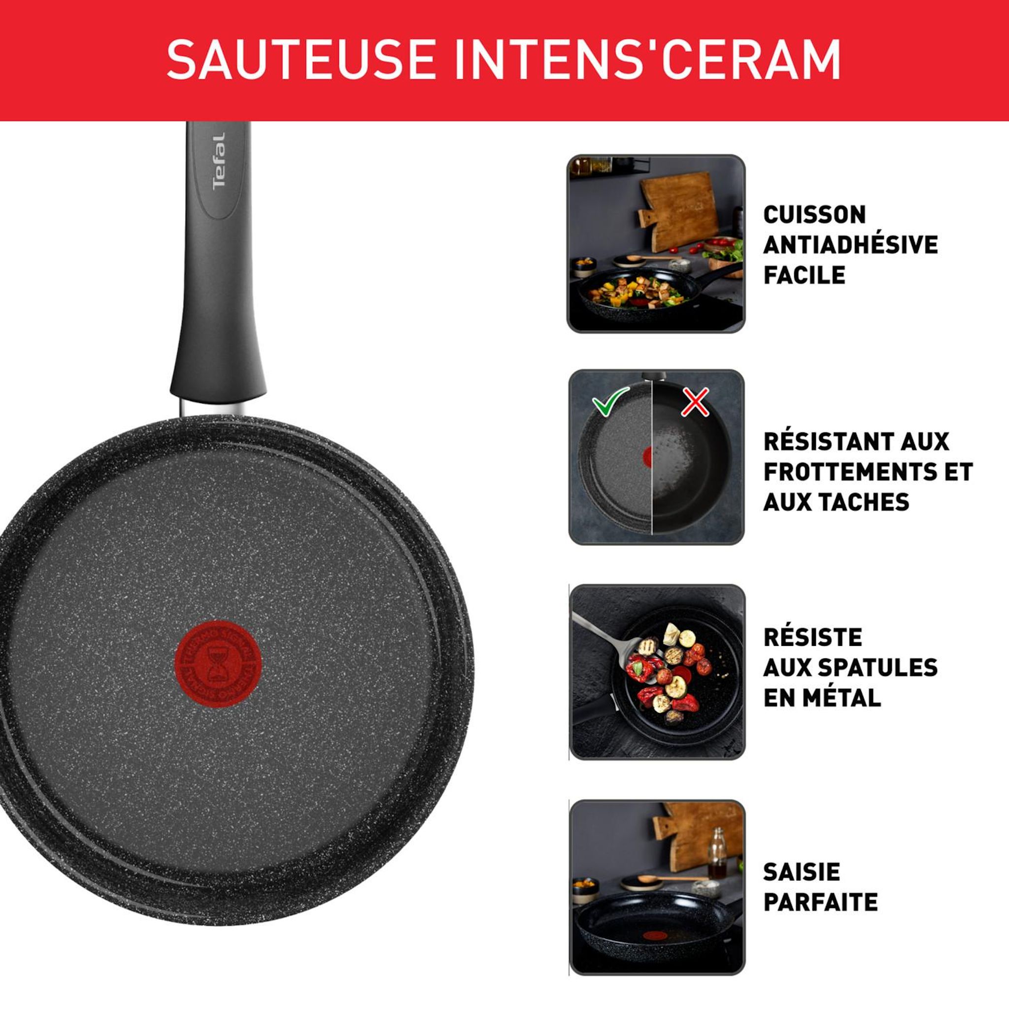 Voir la diapositive 2 : TEFAL Sauteuse 24 cm avec couvercle tous feux dont induction