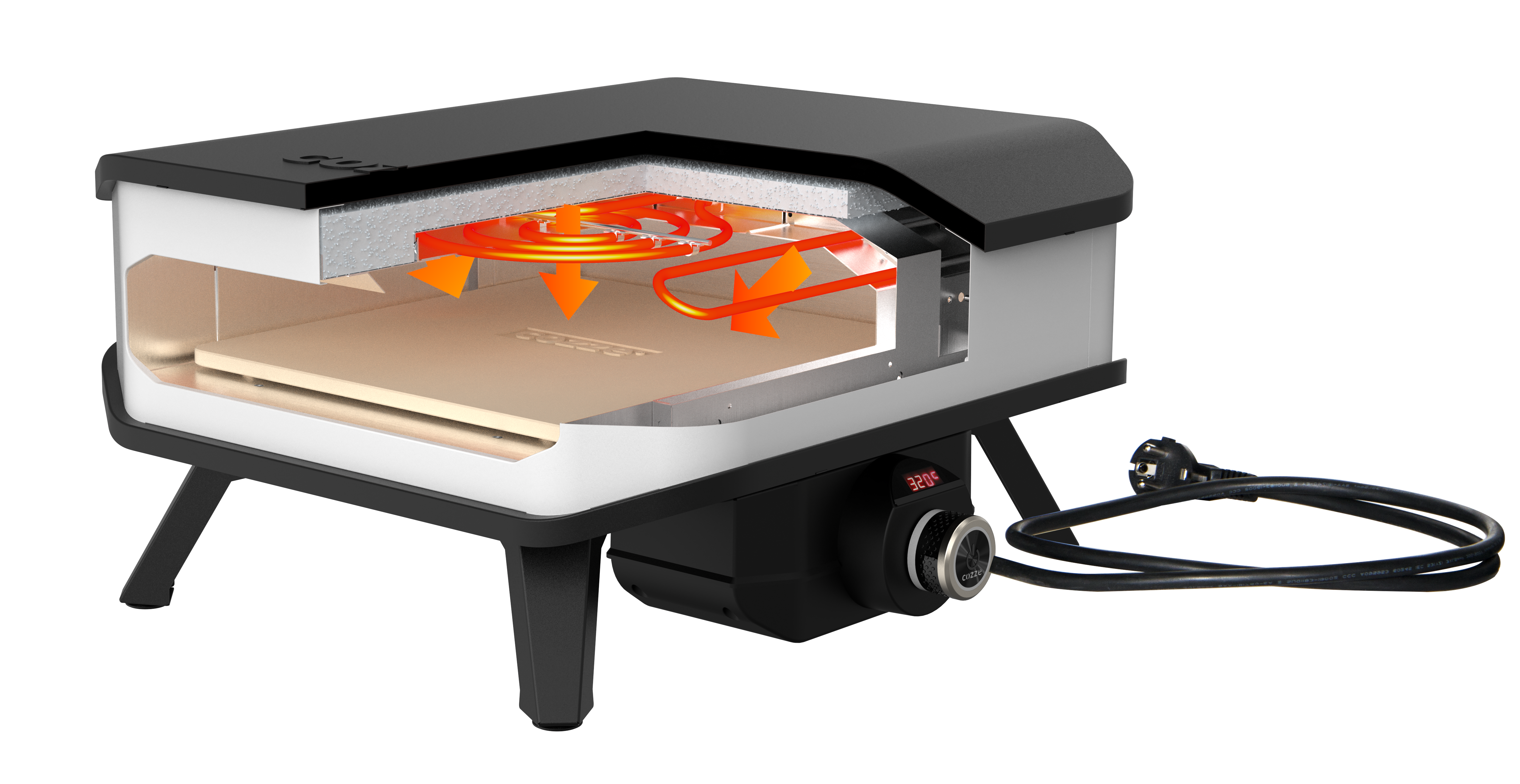 Voir la diapositive 5 : Four à pizza électrique - 2200W - Acier/Plaque en pierre - cozze