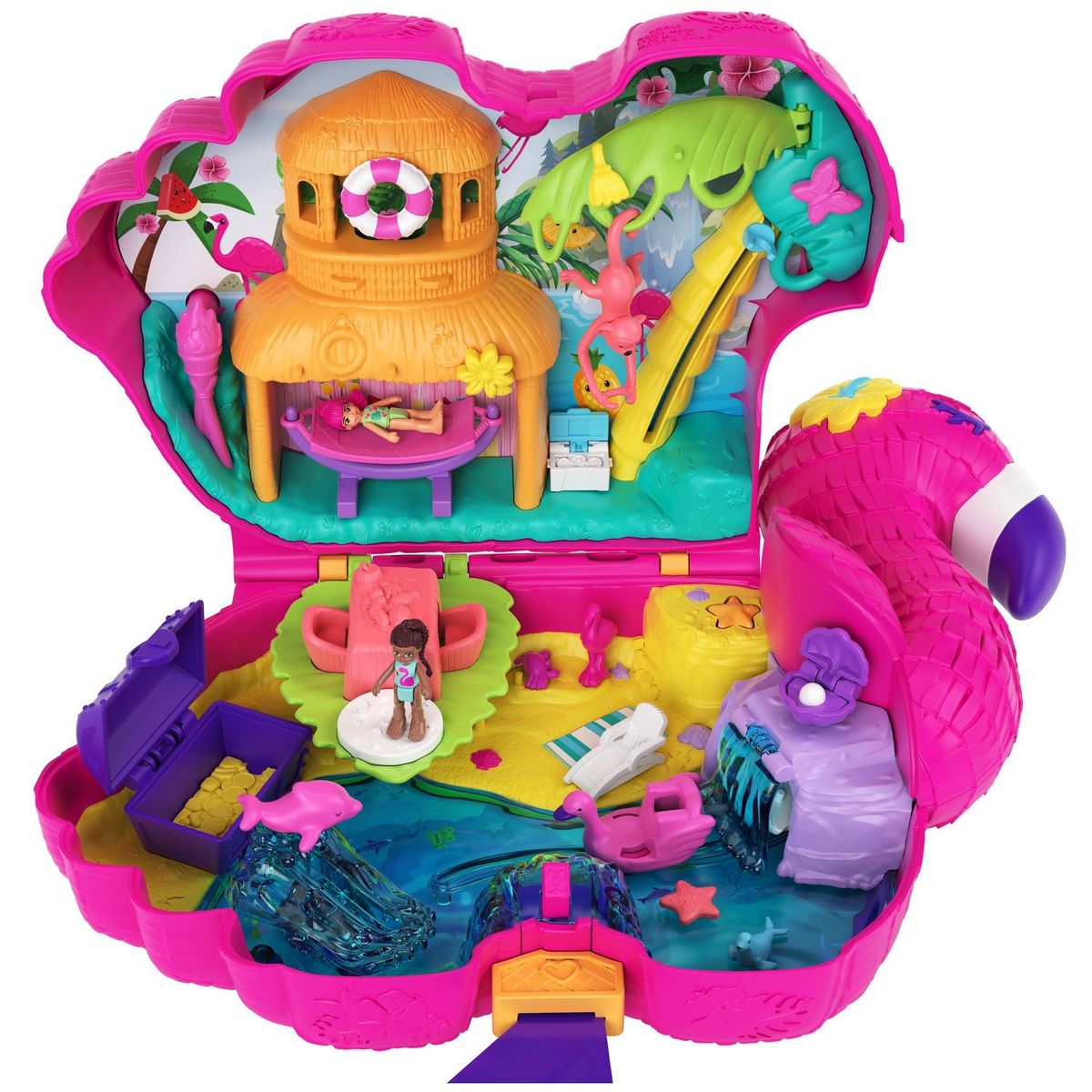 MATTEL Mini poupée Polly Pocket - Flamant rose surprises