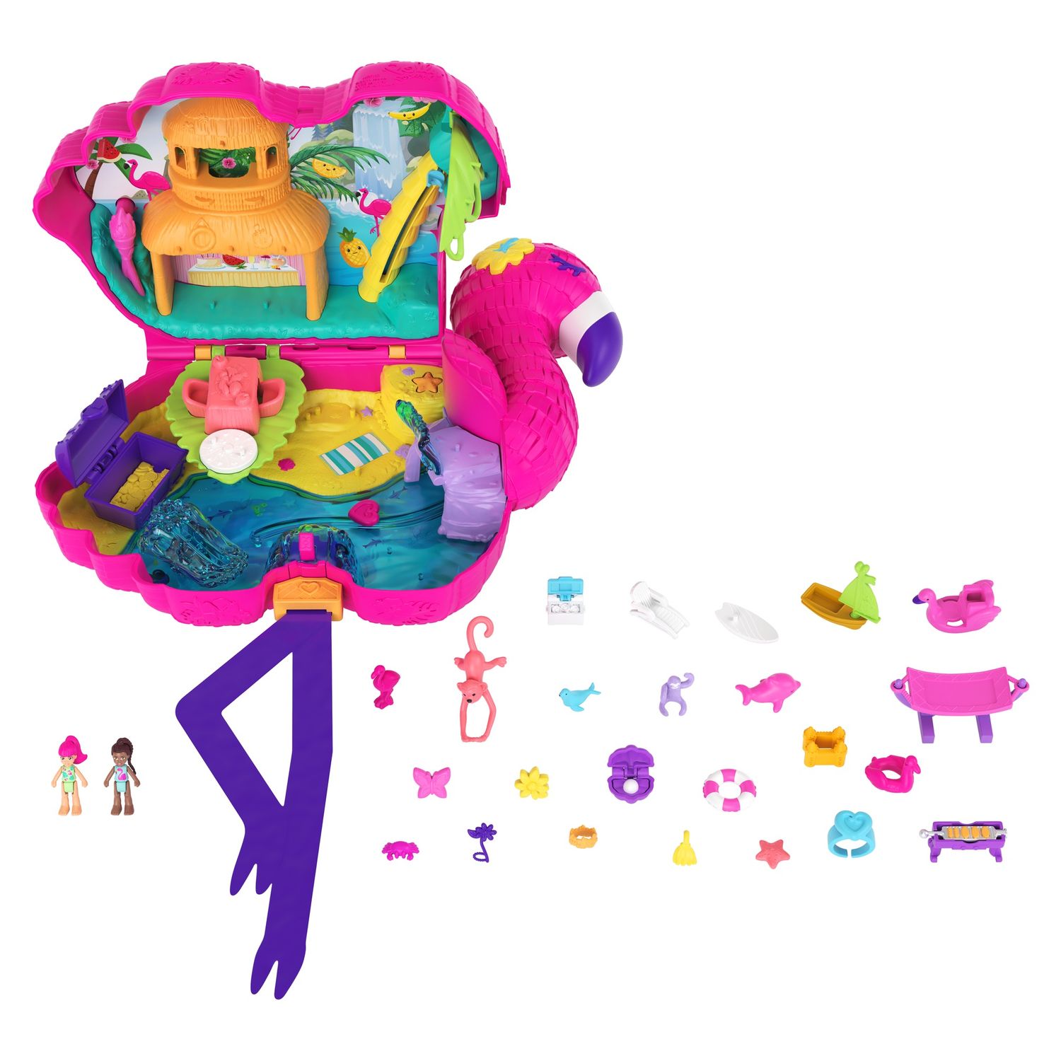 Voir la diapositive 4 : MATTEL Mini poupée Polly Pocket - Flamant rose surprises