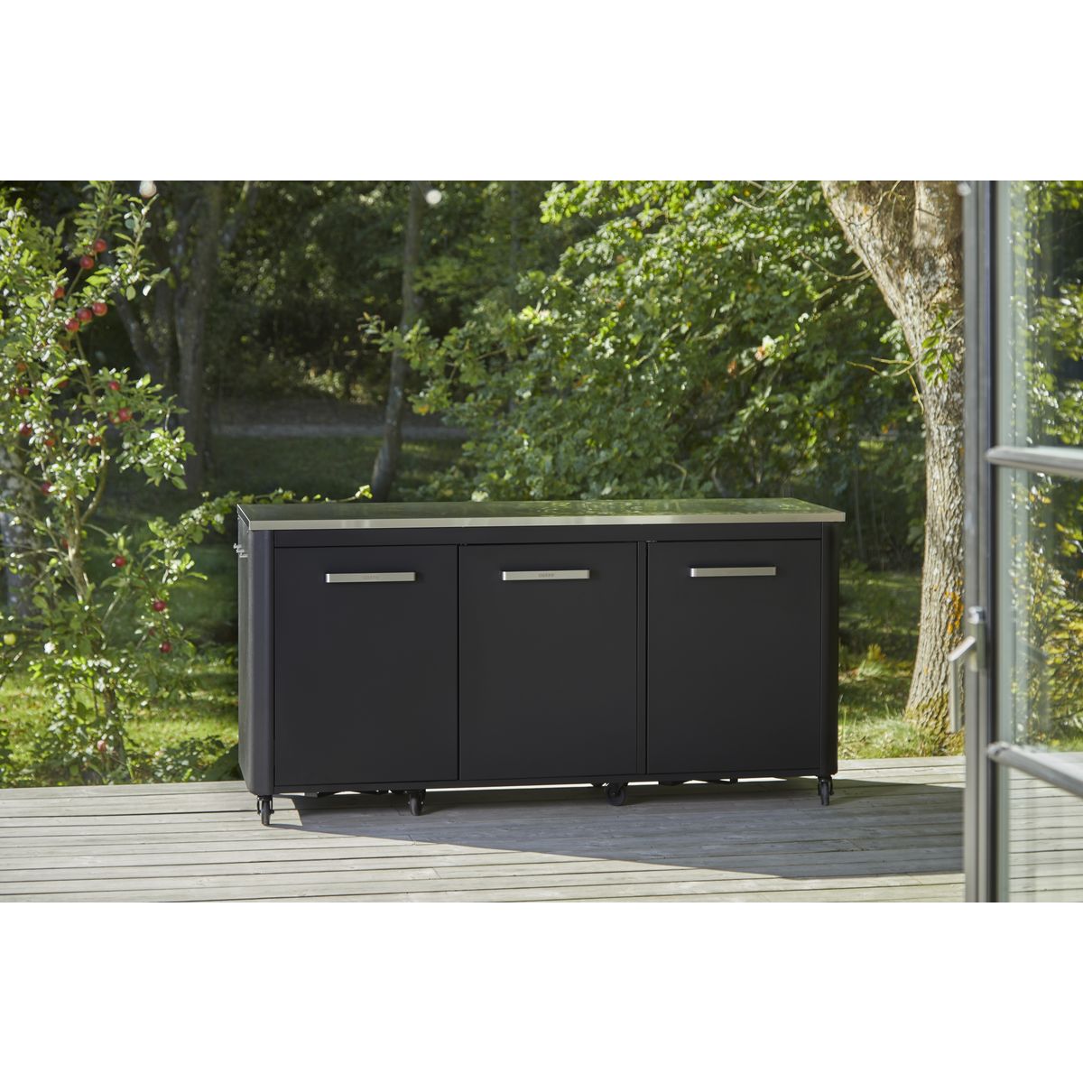 Cuisine extérieure - Acier laqué zingué - 210x67x90cm