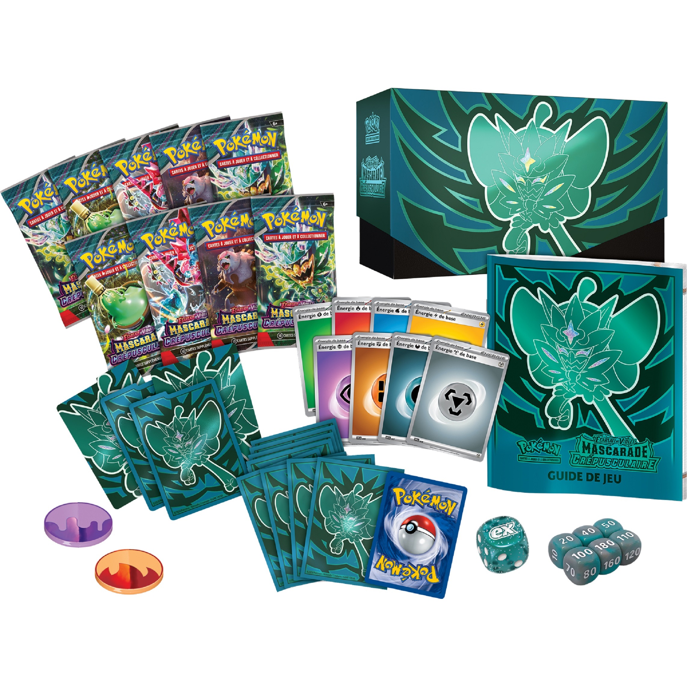 Voir la diapositive 3 : POKEMON Coffret Cartes Pokémon Dresseur d'élite EV06, Écarlate et Violet - Mascarade Crépusculaire