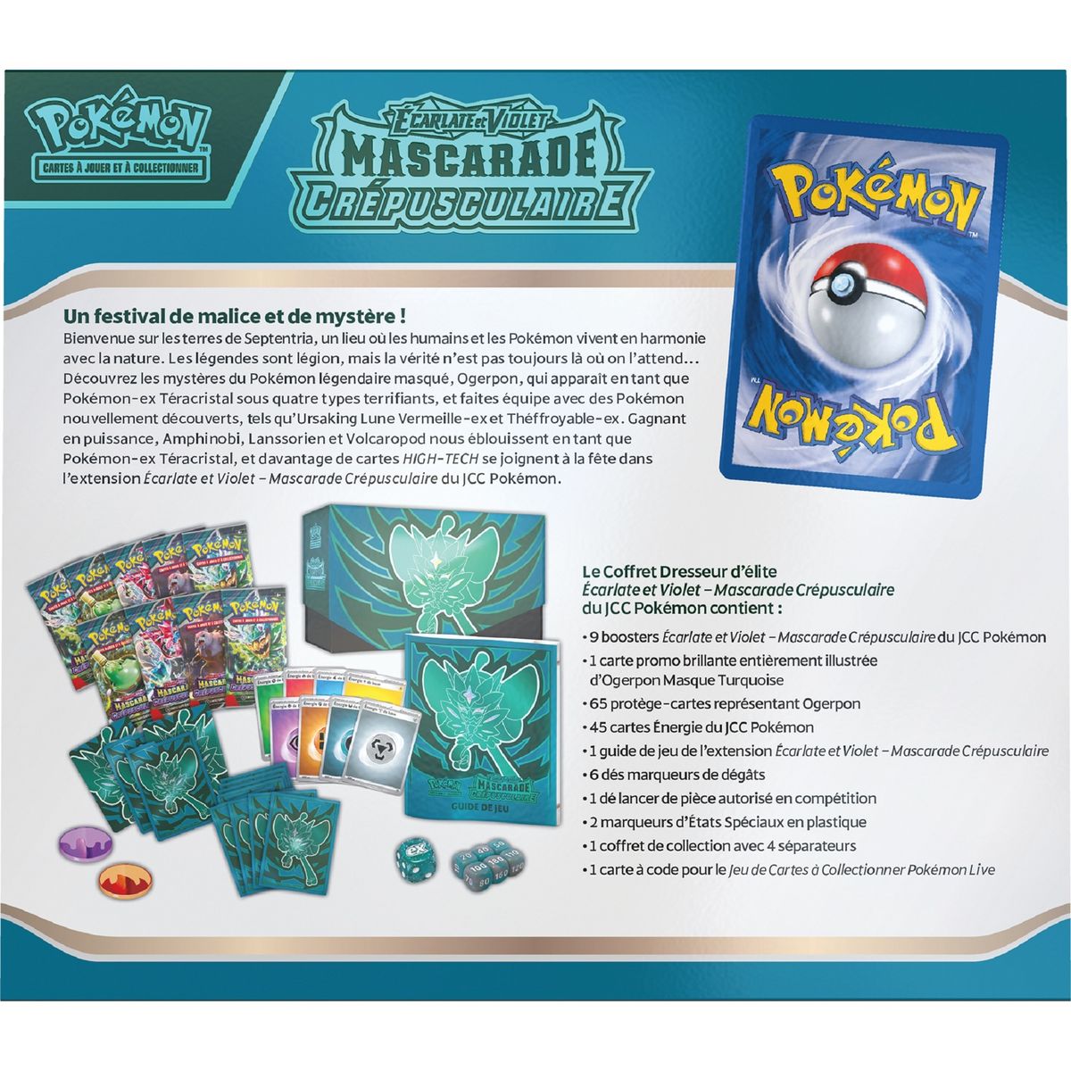 POKEMON Coffret Cartes Pokémon Dresseur d'élite EV06, Écarlate et Violet - Mascarade Crépusculaire