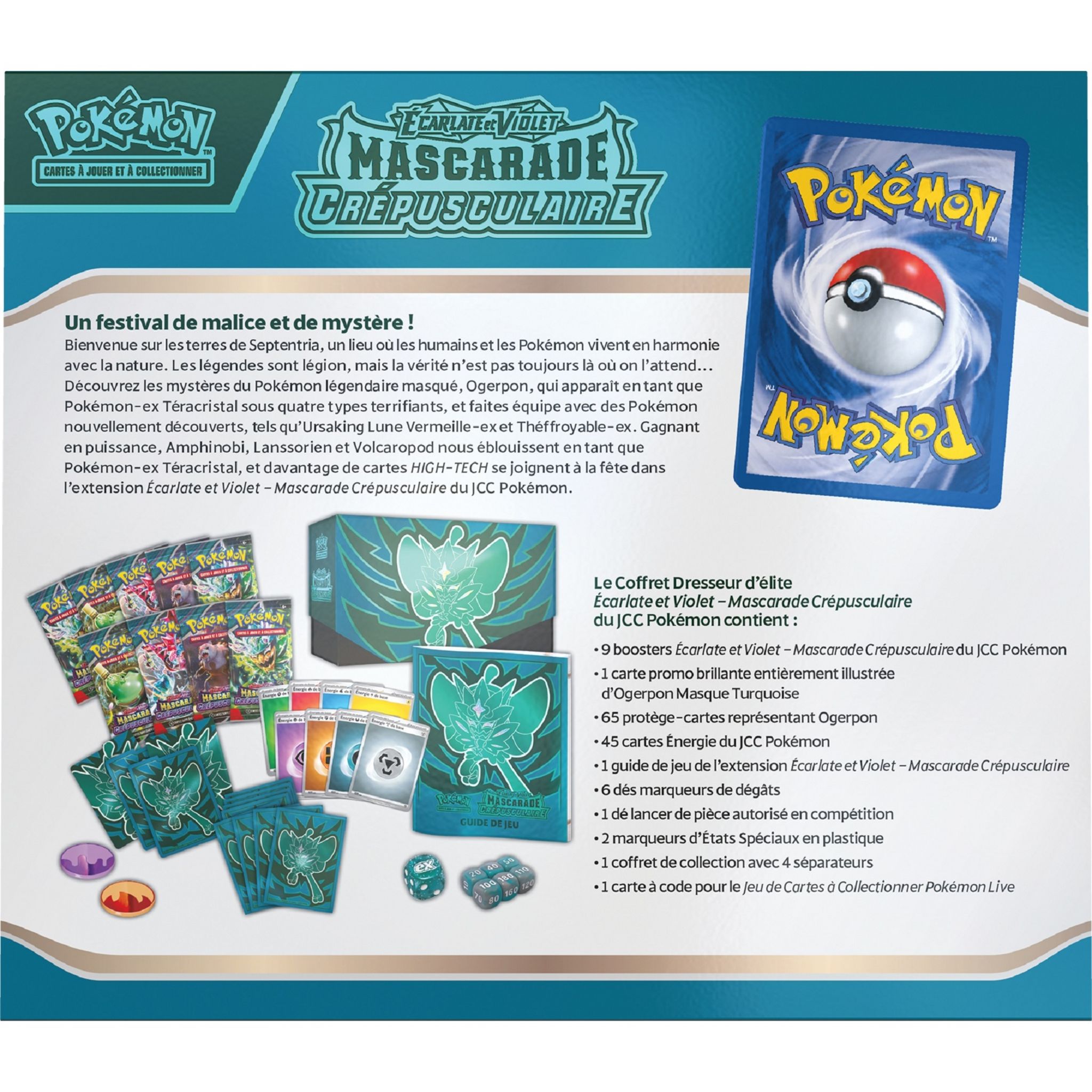 Voir la diapositive 4 : POKEMON Coffret Cartes Pokémon Dresseur d'élite EV06, Écarlate et Violet - Mascarade Crépusculaire