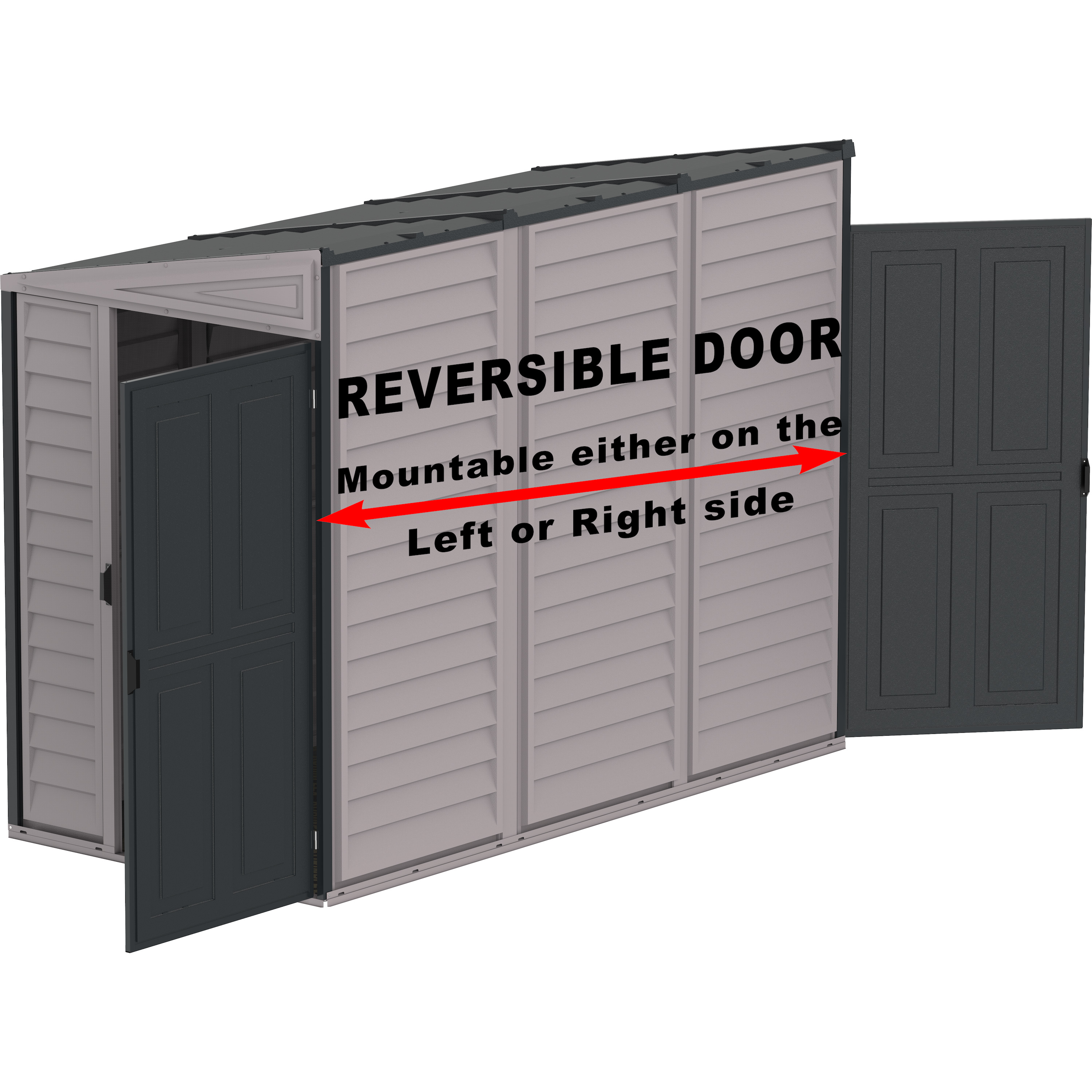 Voir la diapositive 5 : DURAMAX Abri de jardin adossable PVC Gris - 2,94m² - SIDEMATE