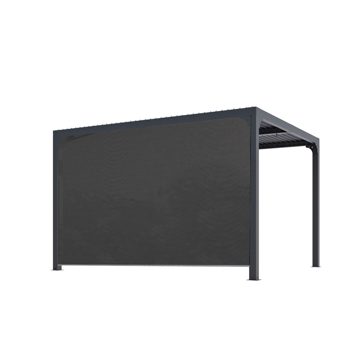 HABRITA Pergola bioclimatique Autoportée - Aluminium avec rideau manuel - Gris - 10,8m2