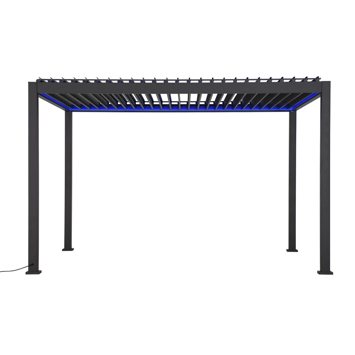 HABRITA Pergola bioclimatique motorisée - Aluminium  11,83m² + rubans LED - Gris anthracite