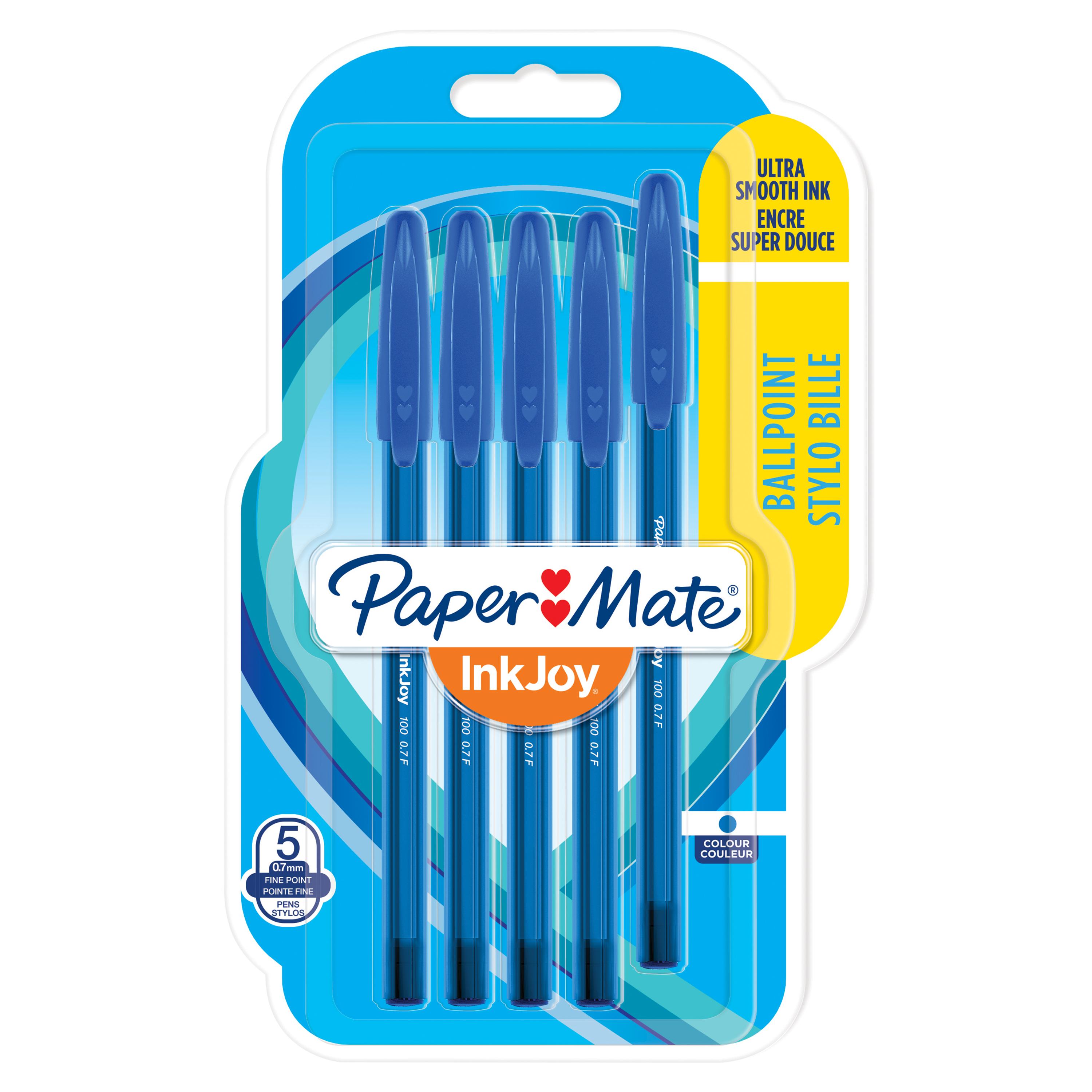 Lot de 5 stylos Inkjoy couleur bleu 0.7mm PaperMate