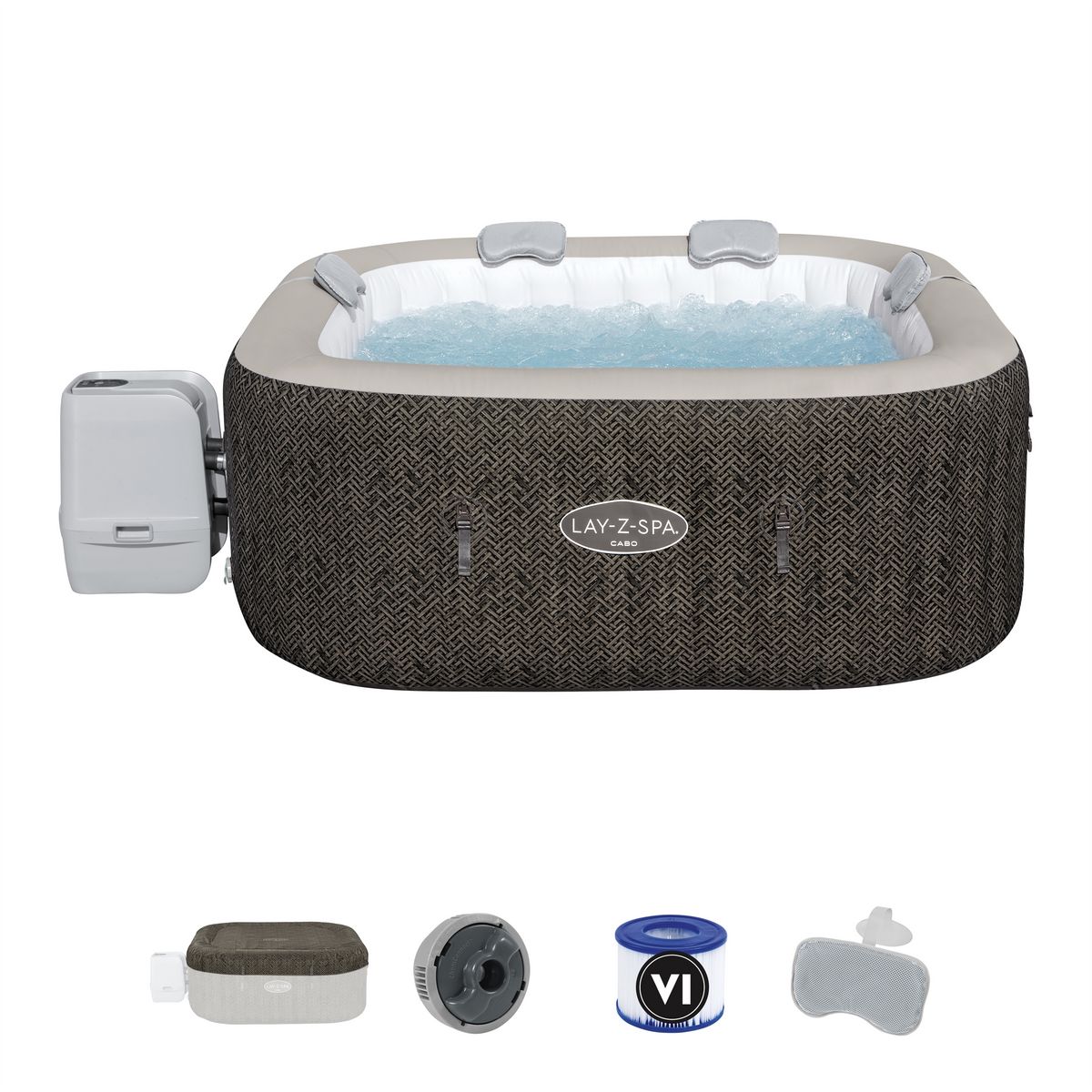 BESTWAY Spa gonflable carré Lay-Z-Spa Cabo Hydrojet™ 4-6 places Wifi - Imprimé osier