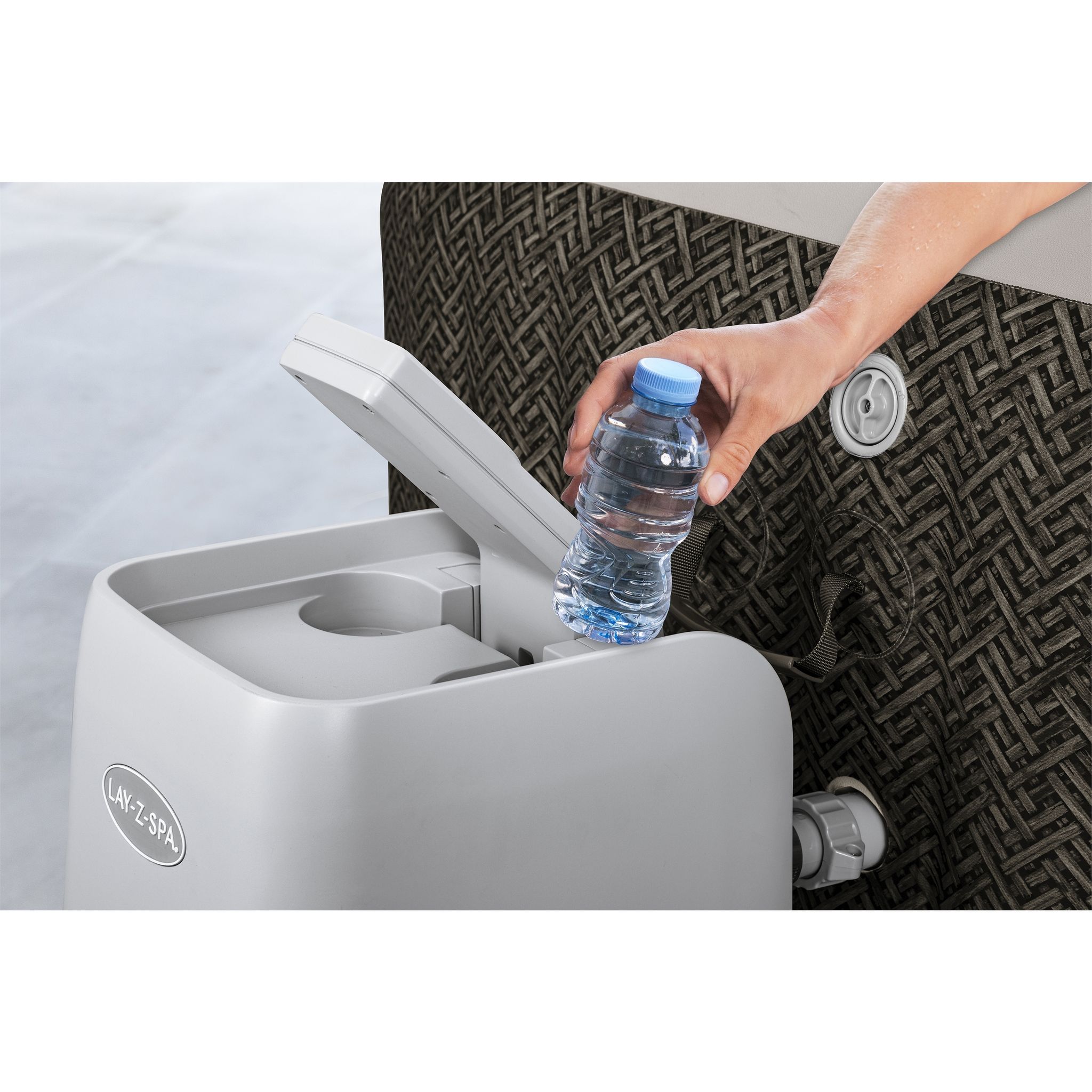 Voir la diapositive 5 : BESTWAY Spa gonflable carré Lay-Z-Spa Cabo Hydrojet™ 4-6 places Wifi - Imprimé osier