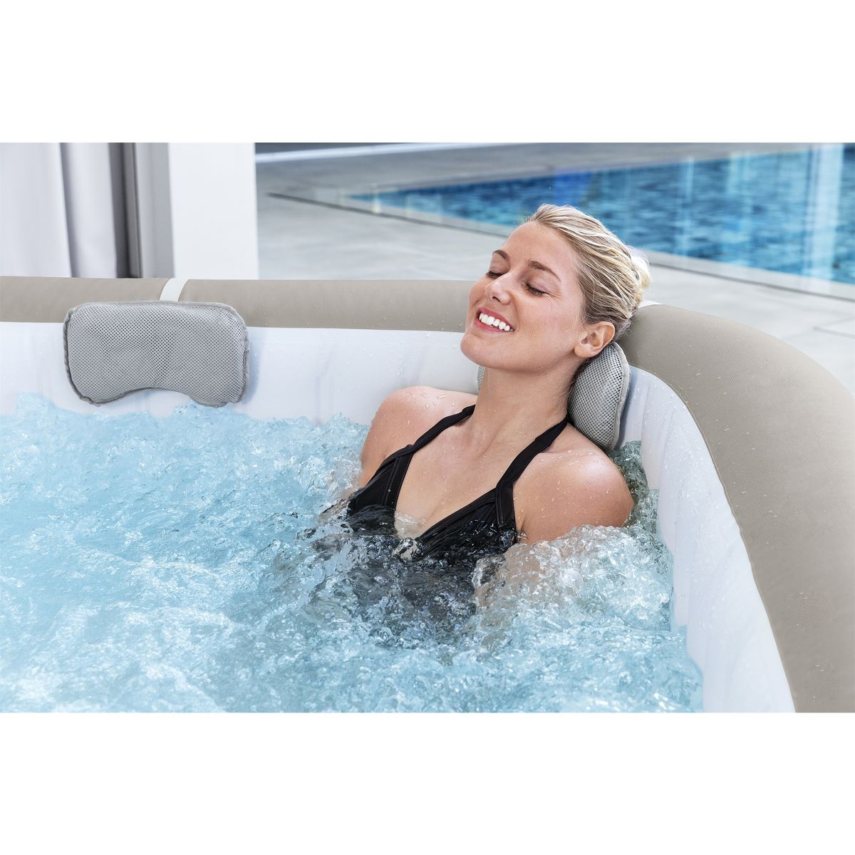 BESTWAY Spa gonflable carré Lay-Z-Spa Cabo Hydrojet™ 4-6 places Wifi - Imprimé osier