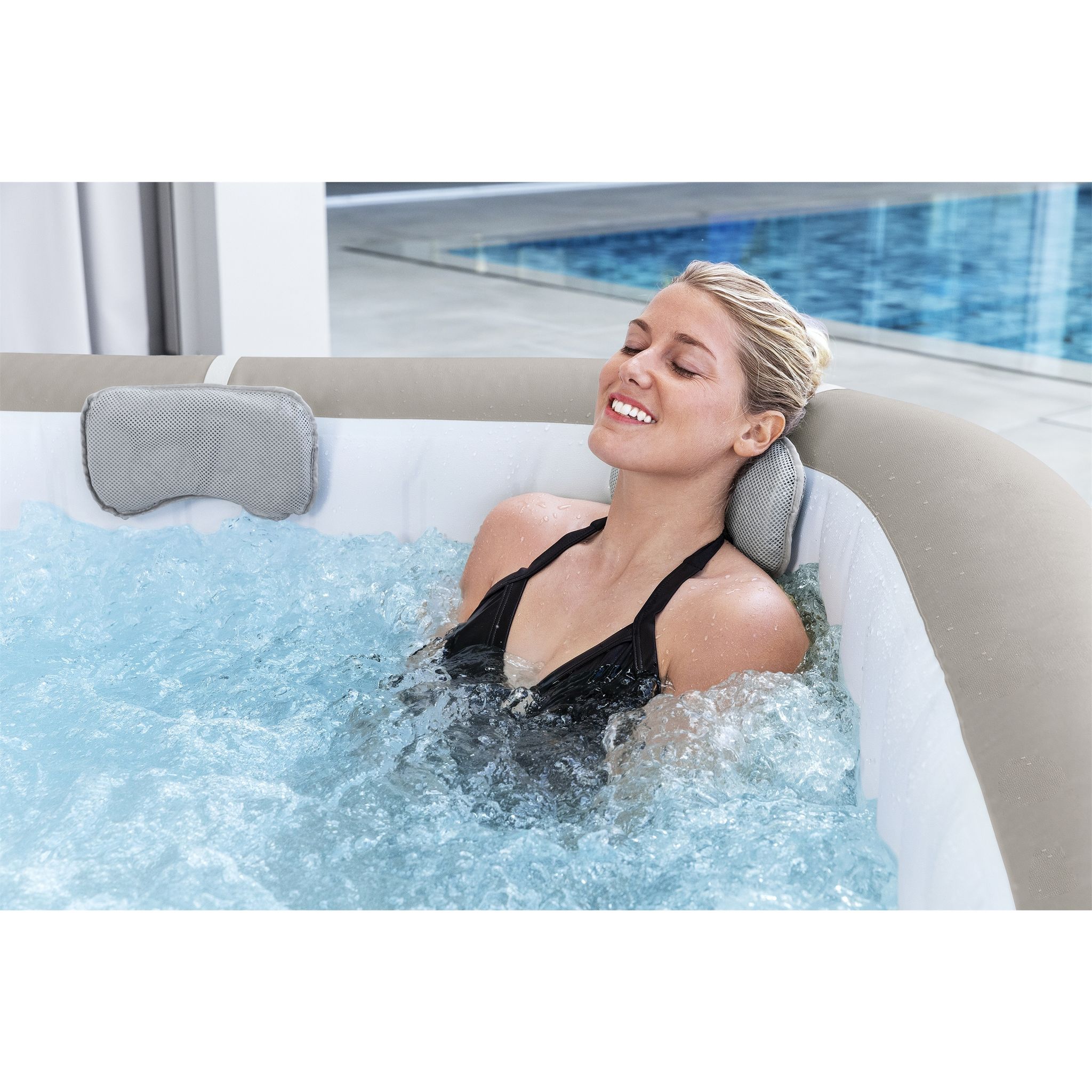 Voir la diapositive 7 : BESTWAY Spa gonflable carré Lay-Z-Spa Cabo Hydrojet™ 4-6 places Wifi - Imprimé osier