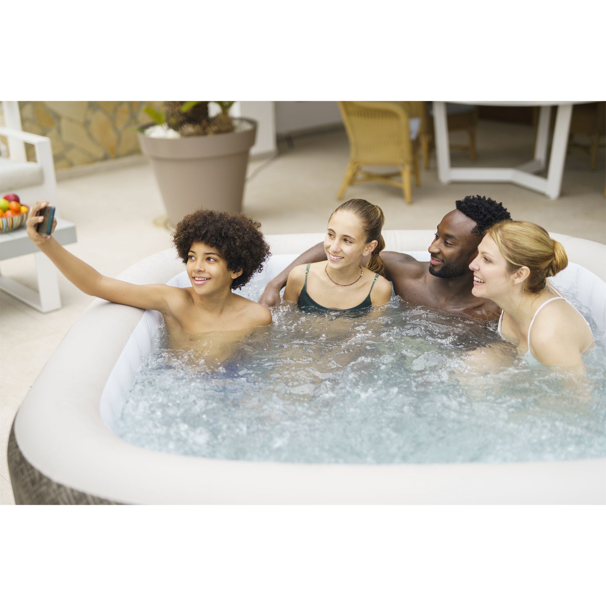 Voir la diapositive 8 : BESTWAY Spa gonflable carré Lay-Z-Spa Cabo Hydrojet™ 4-6 places Wifi - Imprimé osier