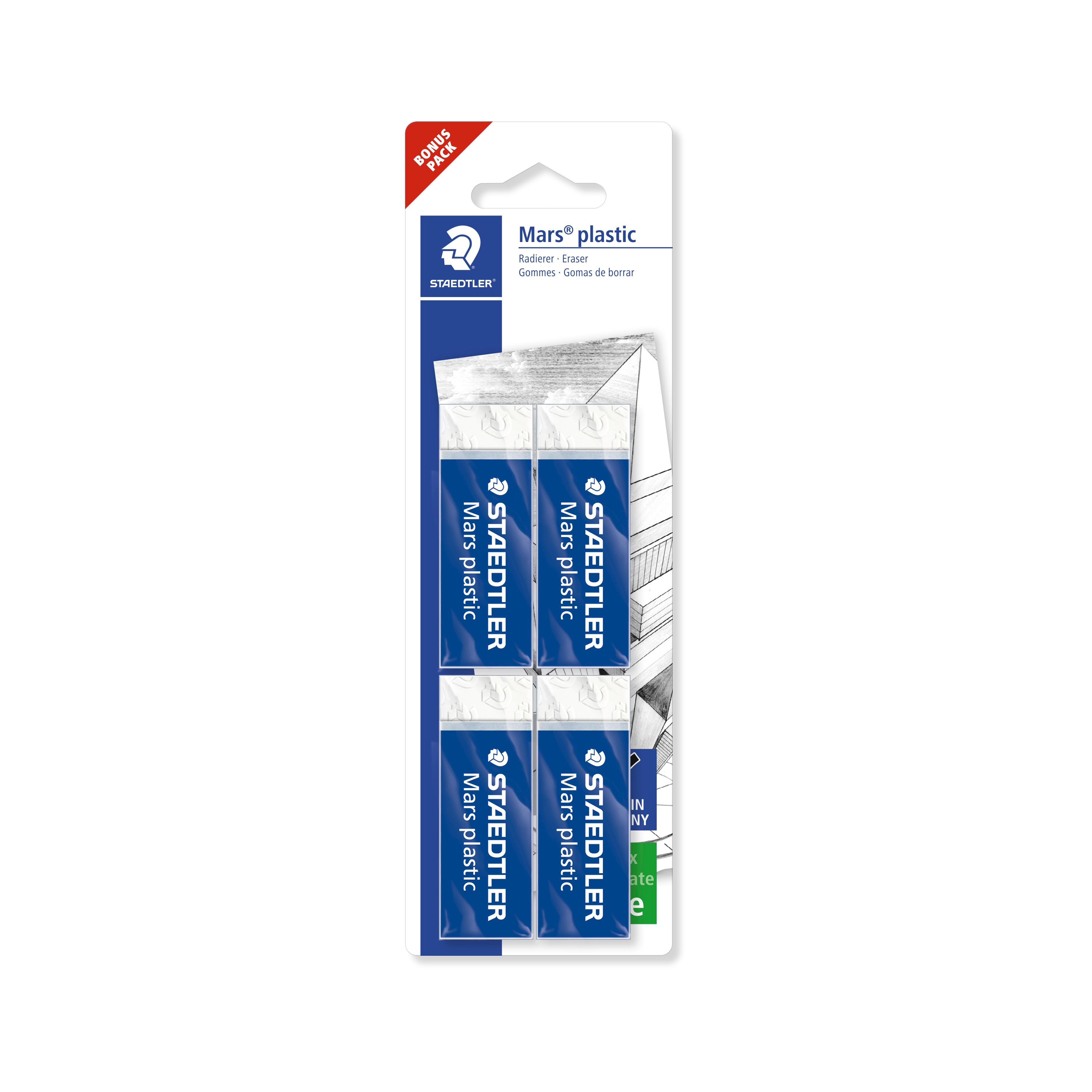 Lot de 4 gommes blanches bonus pack 3+1 gratuit Staedtler