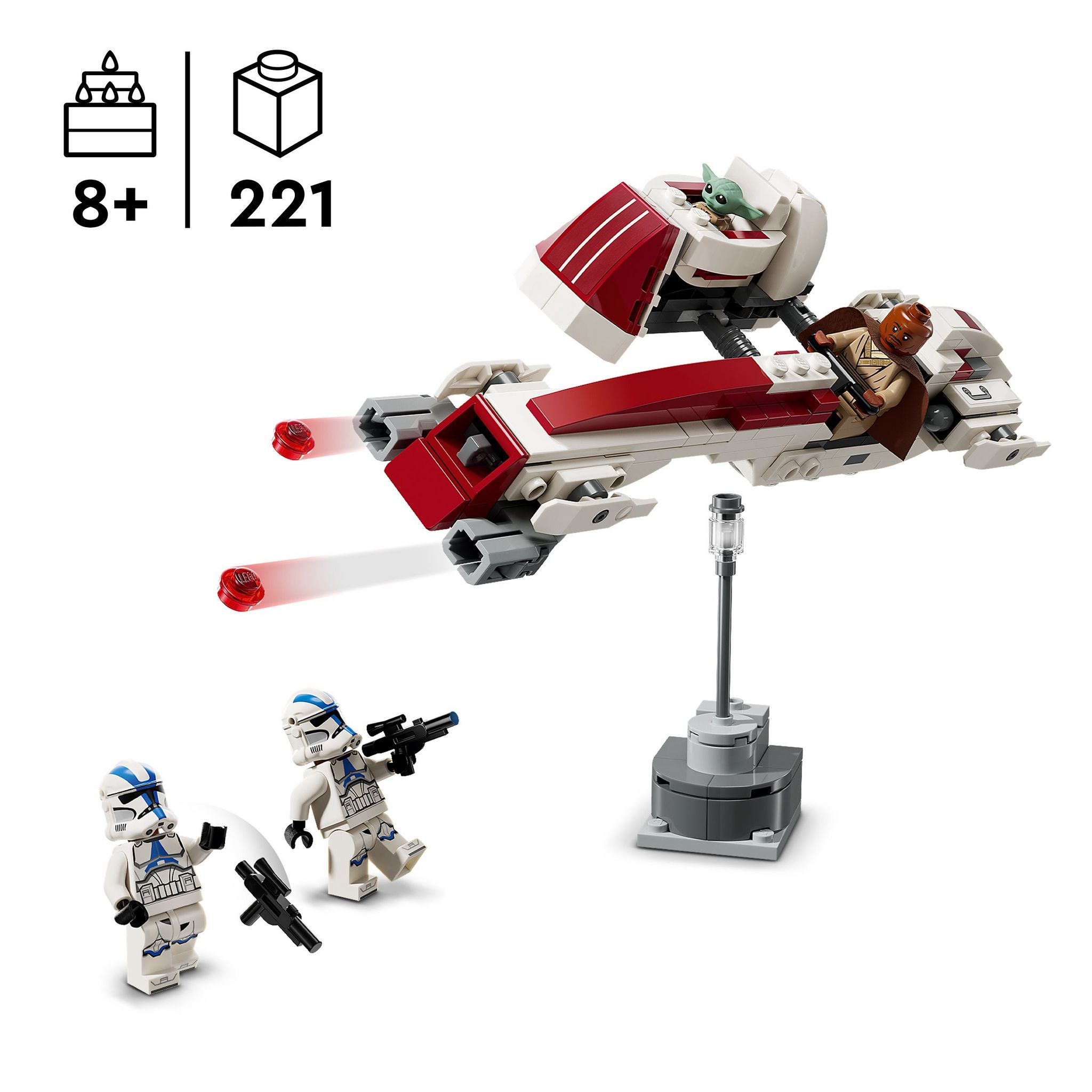Voir la diapositive 3 : LEGO Star Wars 75378 - The Mandalorian L'évasion en Speeder BARC Set de construction pour enfants - Moto avec side-car à construire, Inclut Kelleran Beq et Grogu,
