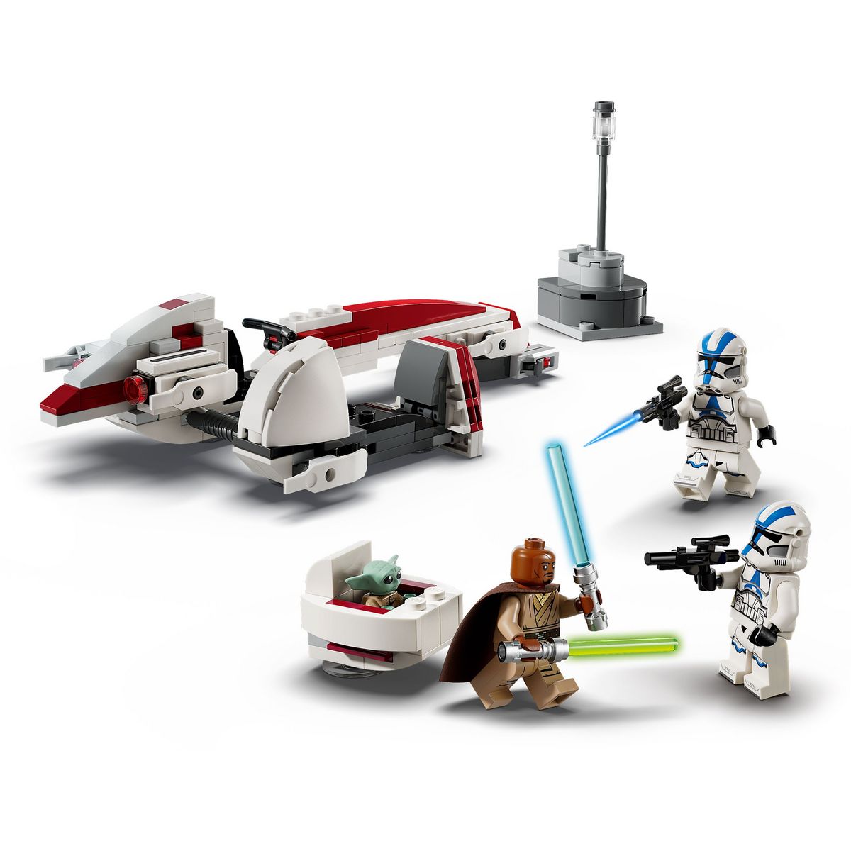 LEGO Star Wars 75378 - The Mandalorian L'évasion en Speeder BARC Set de construction pour enfants - Moto avec side-car à construire, Inclut Kelleran Beq et Grogu,