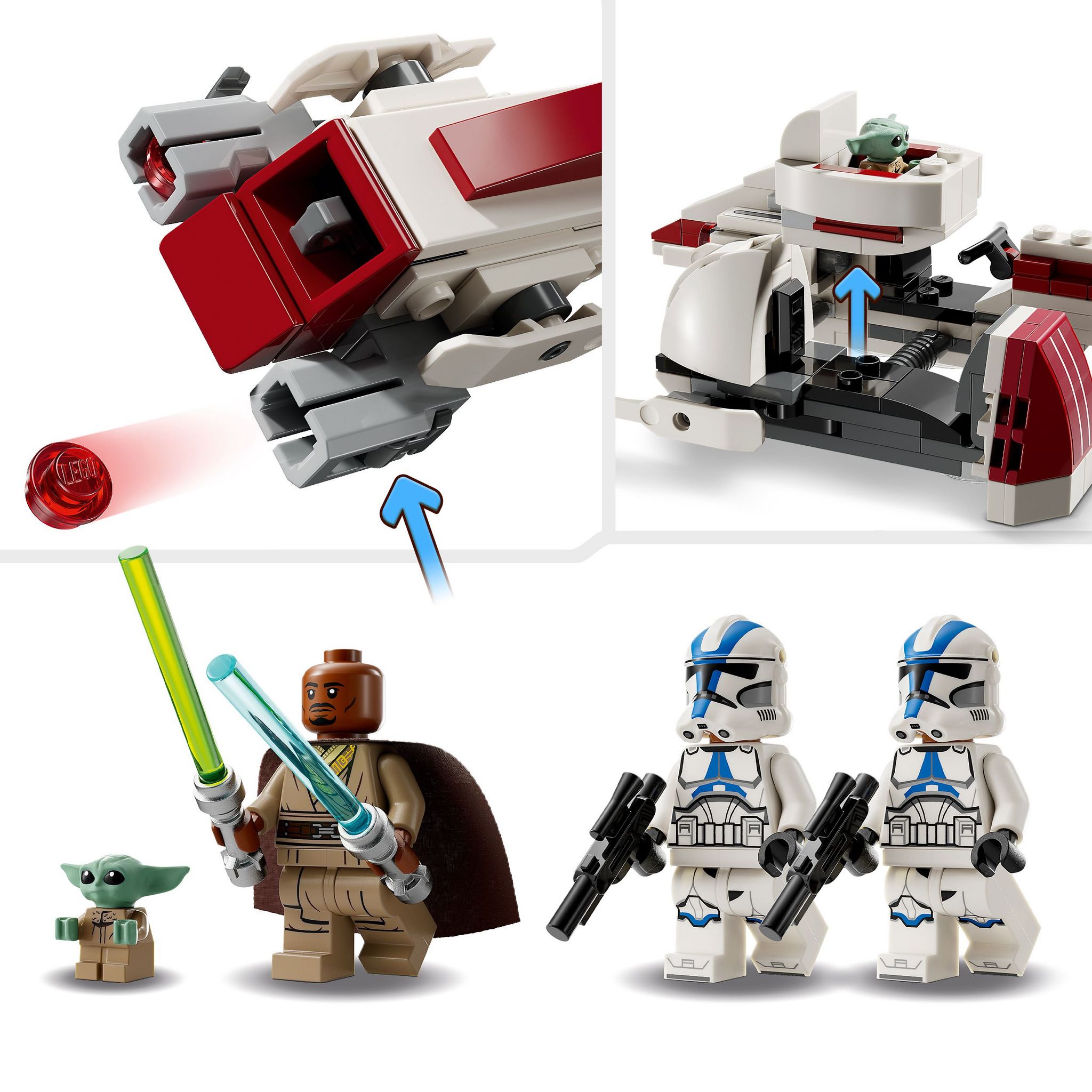 Voir la diapositive 5 : LEGO Star Wars 75378 - The Mandalorian L'évasion en Speeder BARC Set de construction pour enfants - Moto avec side-car à construire, Inclut Kelleran Beq et Grogu,