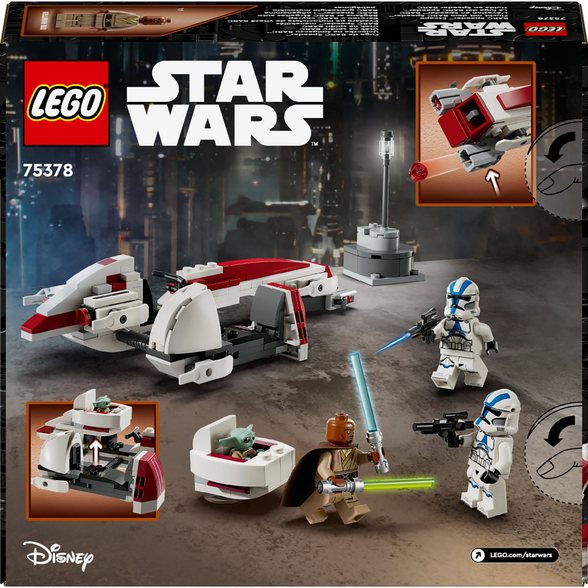 Voir la diapositive 9 : LEGO Star Wars 75378 - The Mandalorian L'évasion en Speeder BARC Set de construction pour enfants - Moto avec side-car à construire, Inclut Kelleran Beq et Grogu,