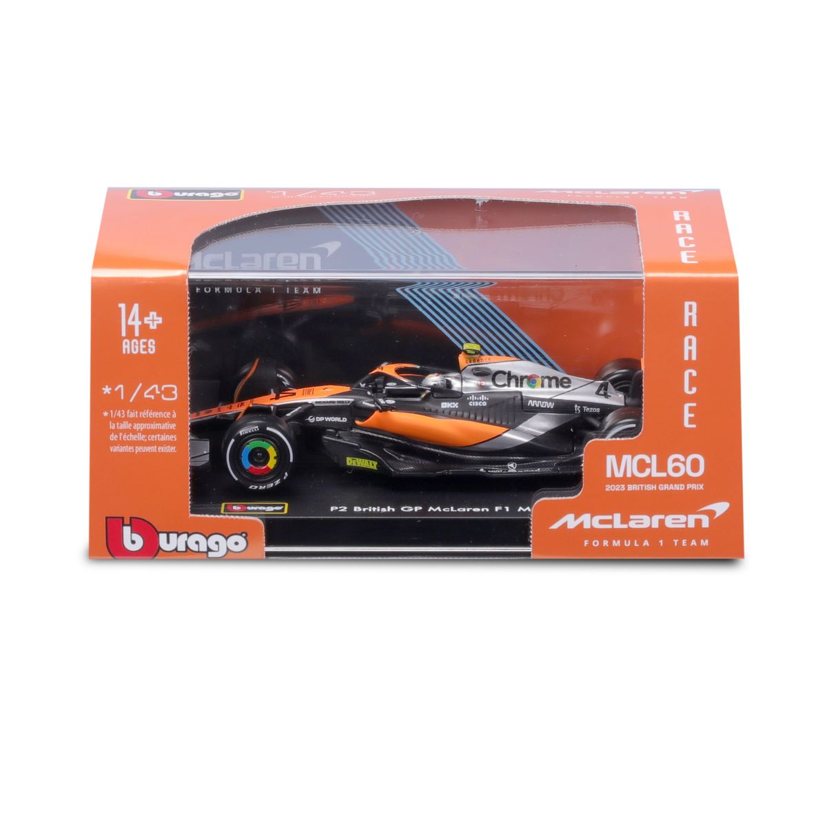 BBURAGO Voiture Racing MCL60 Pilote avec casque échelle 1/43ème