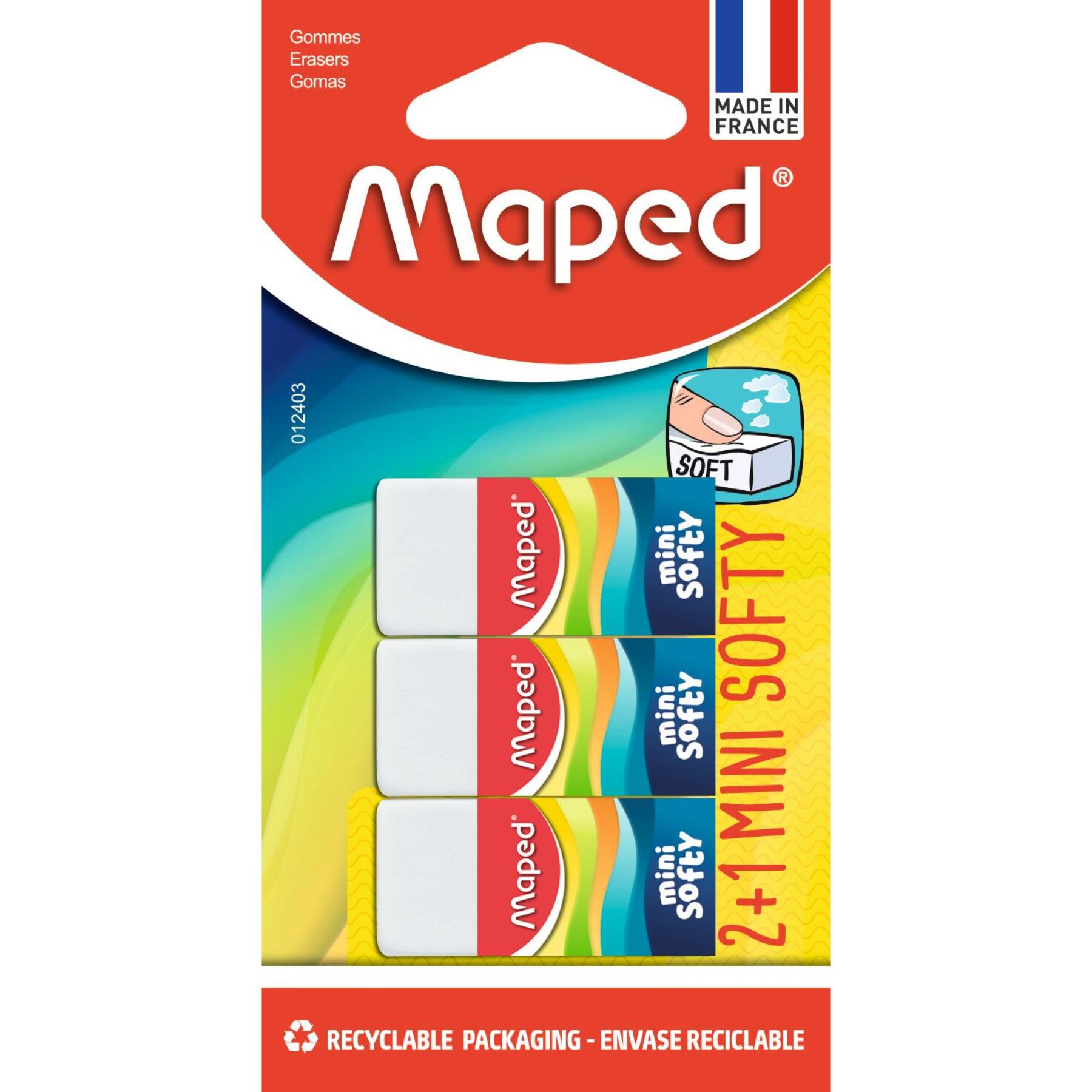 MAPED 2 + 1 gommes mini softy