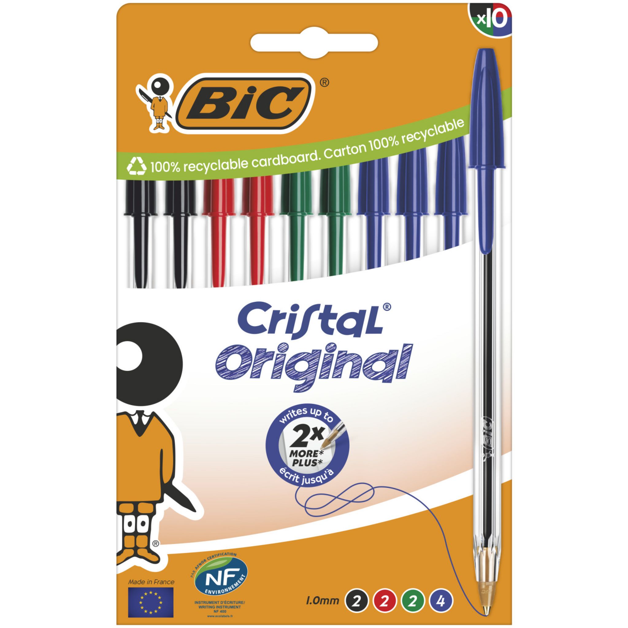 BIC Stylo bille cristal Original boîte carton de 10