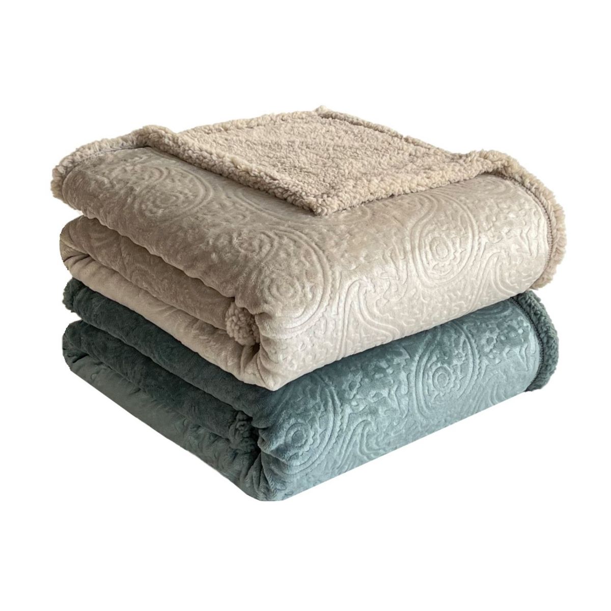 ACTUEL Couverture flannel et sherpa