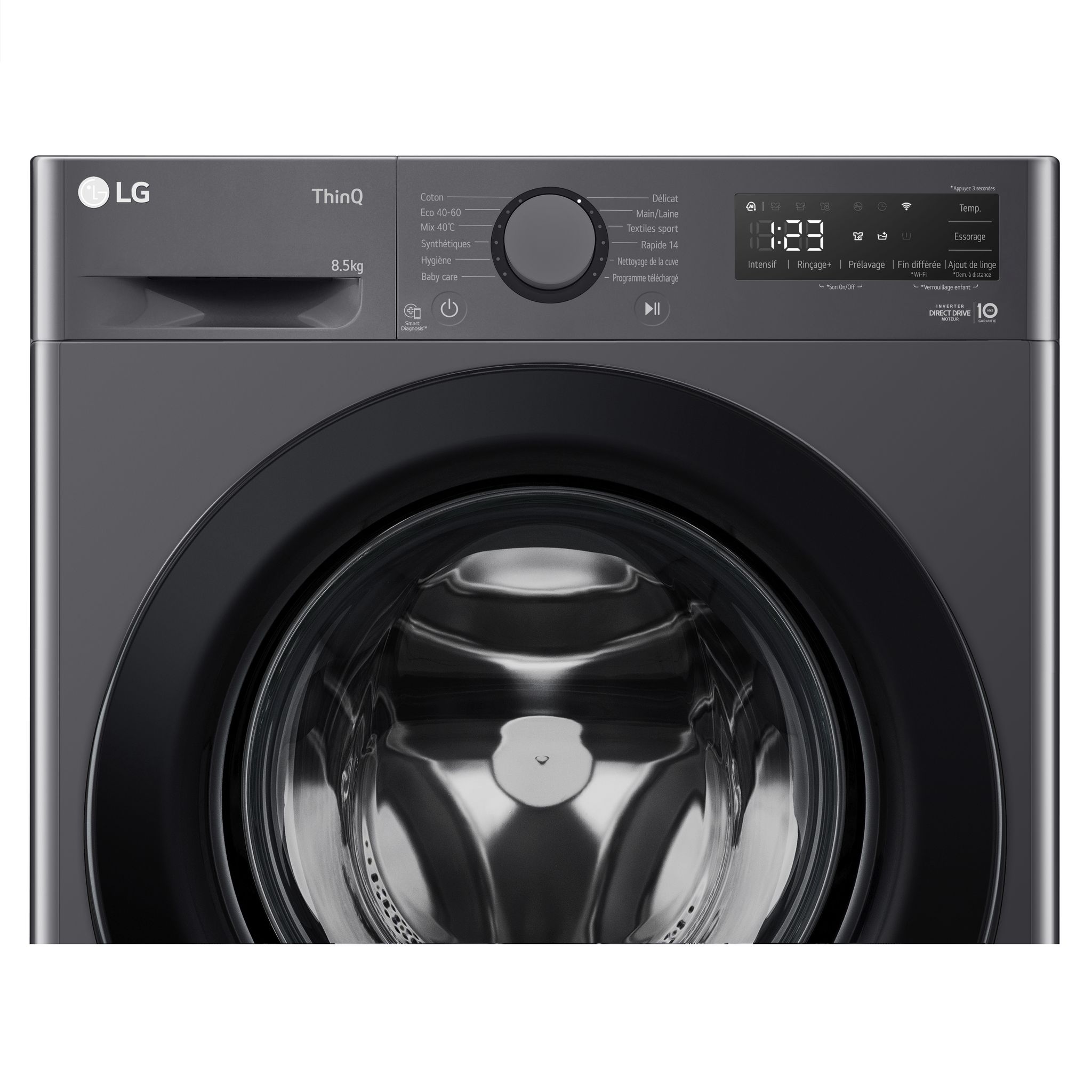 Voir la diapositive 4 : LG Lave linge hublot à induction F82AV35MB, 8.5 kg, 1200 T/min, A
