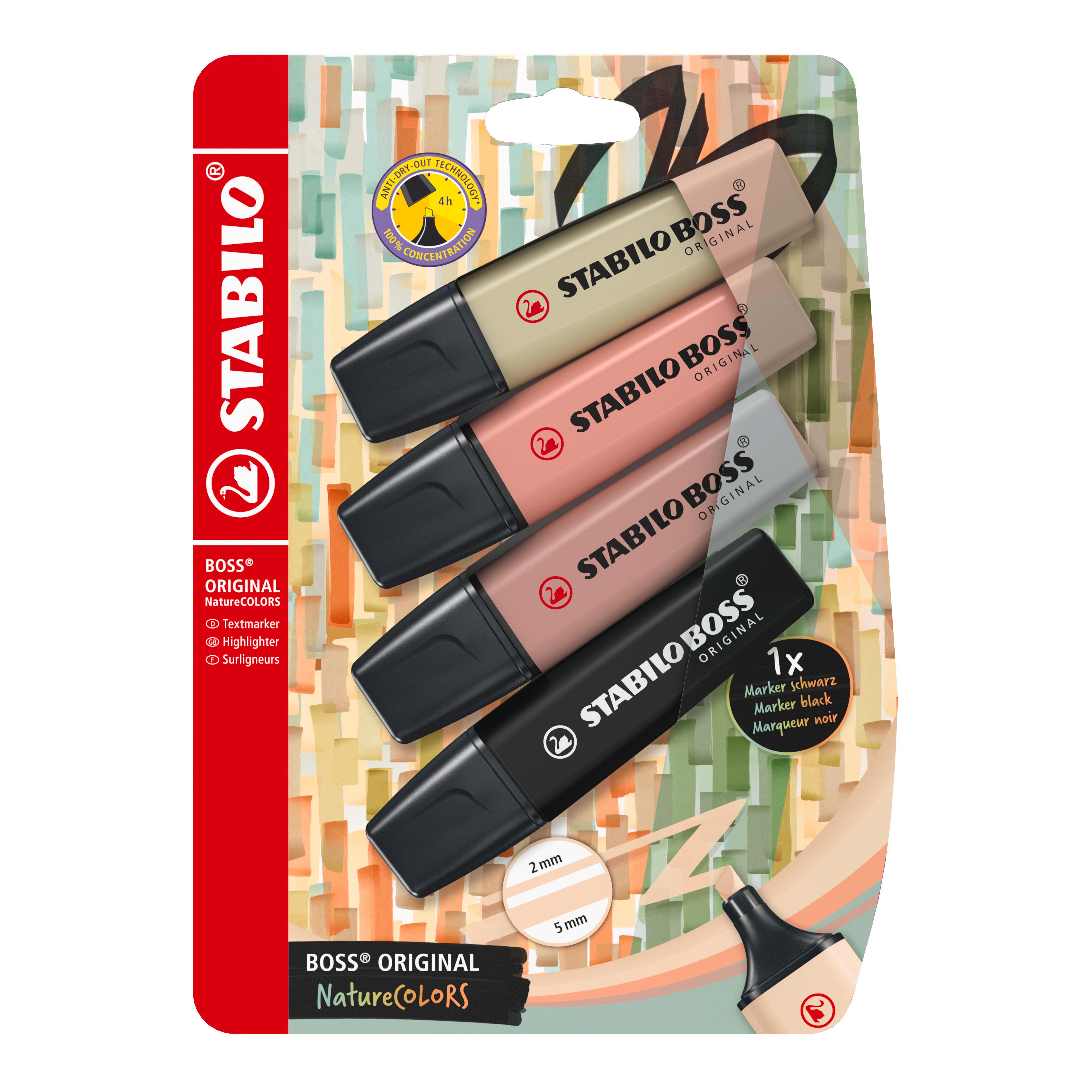 STABILO Surligneurs x4 BOSS Original - Vert / Orange / Marron / Noir