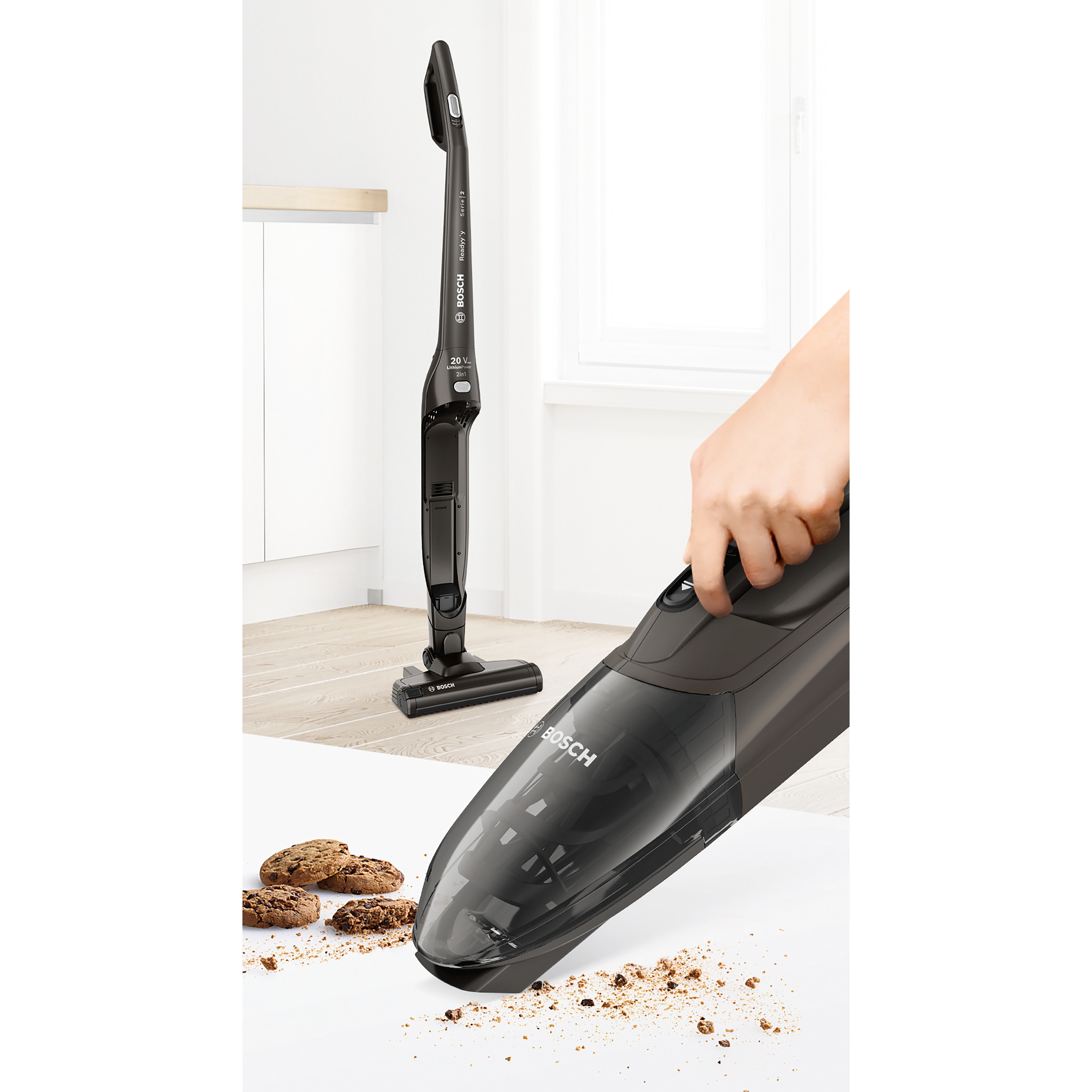 Voir la diapositive 4 : BOSCH Aspirateur balai Readyy'y BCHF220T - Gris