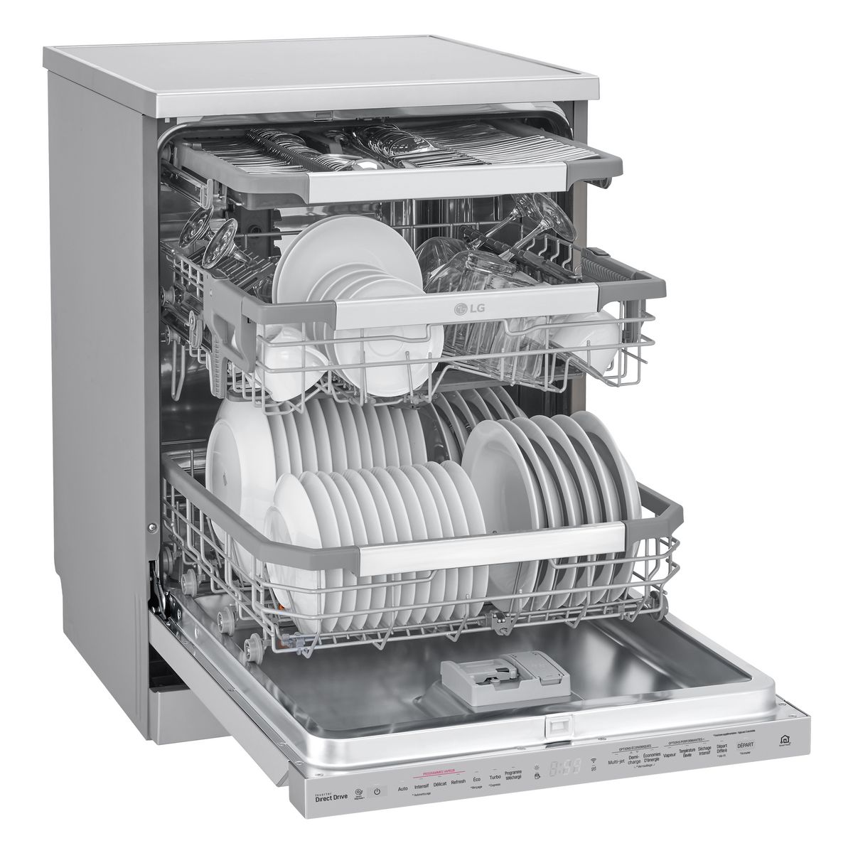 LG Lave vaisselle pose libre DF455HSS, 14 couverts, 60 cm, 41 dB, C