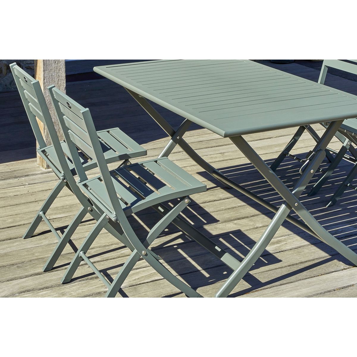 CITY GARDEN Salon de jardin - 4 places - Aluminium - Kaki - MARIUS